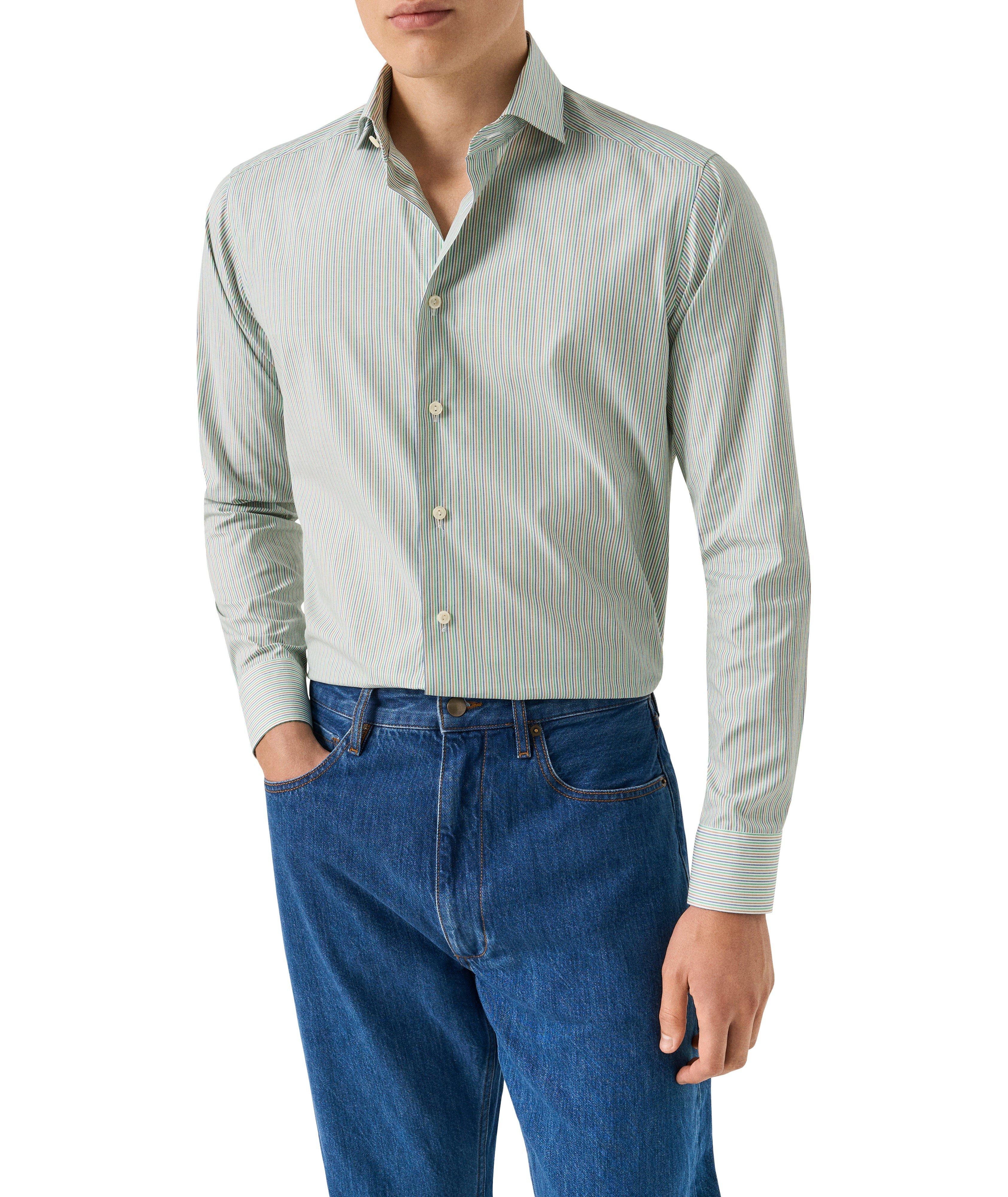 Slim-Fit Striped Breeze Poplin Dress Shirt image 1