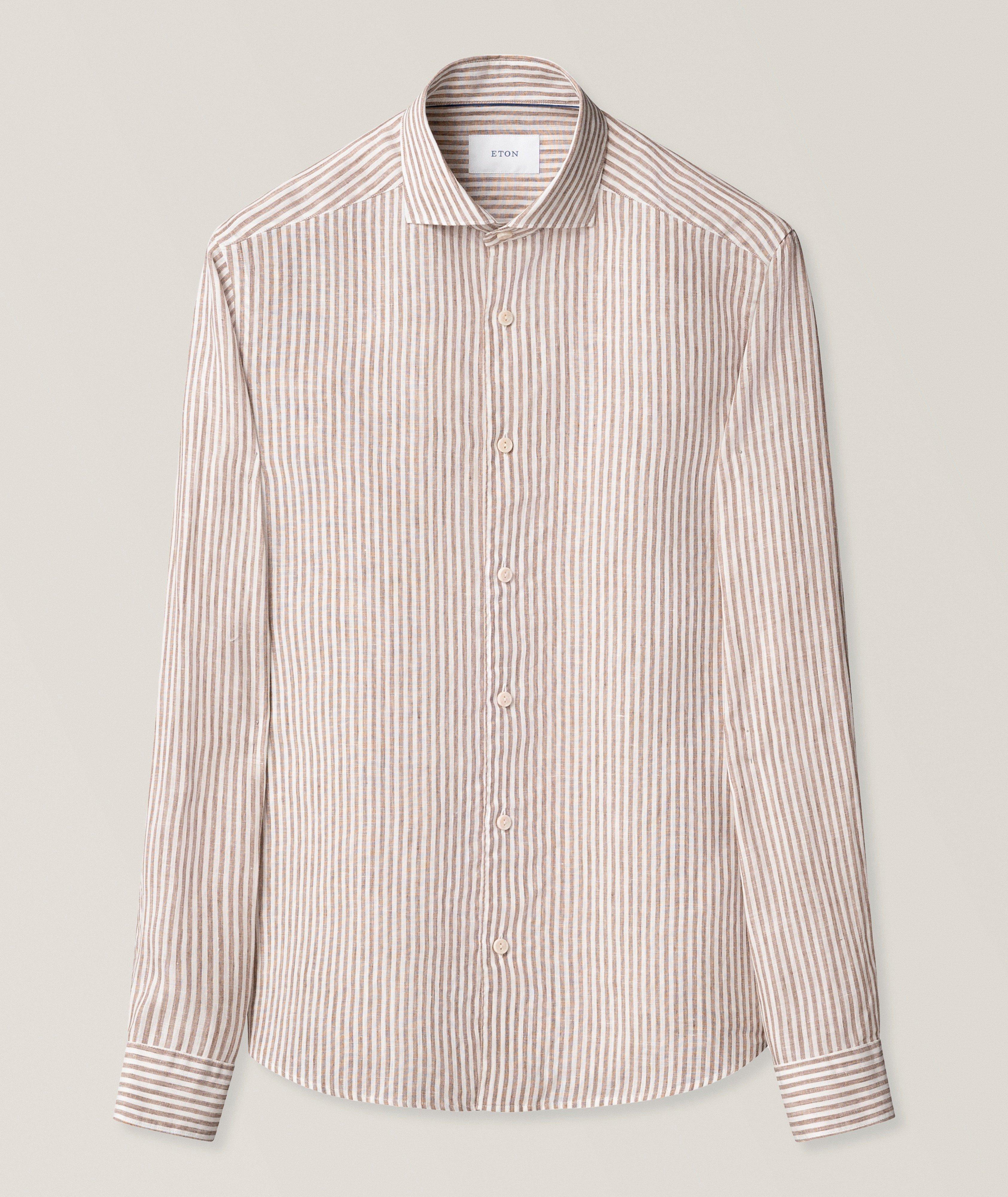 Eton Contemporary-Fit Striped Linen Shirt