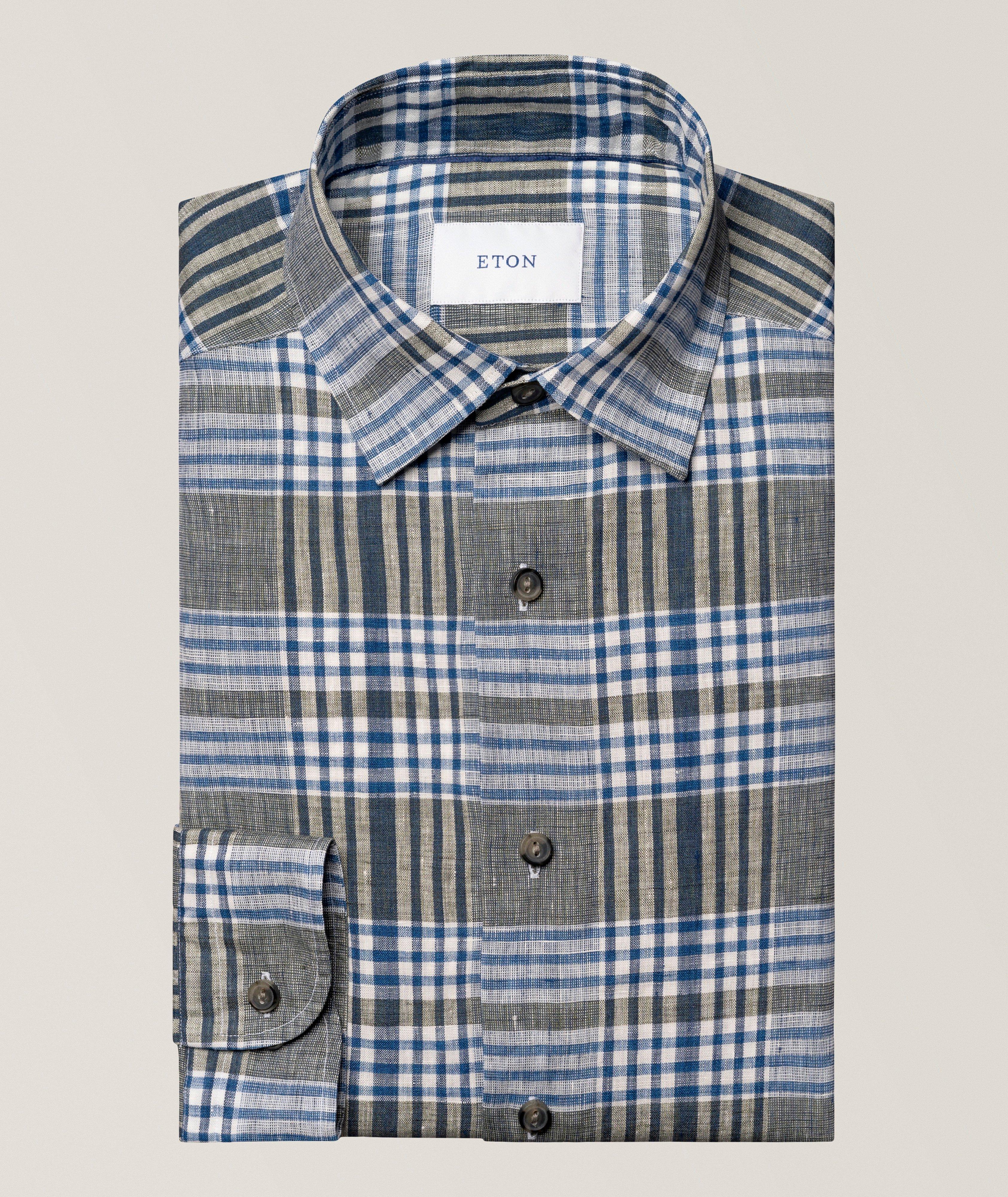 Contemporary-Fit Bold Check Linen Shirt image 1