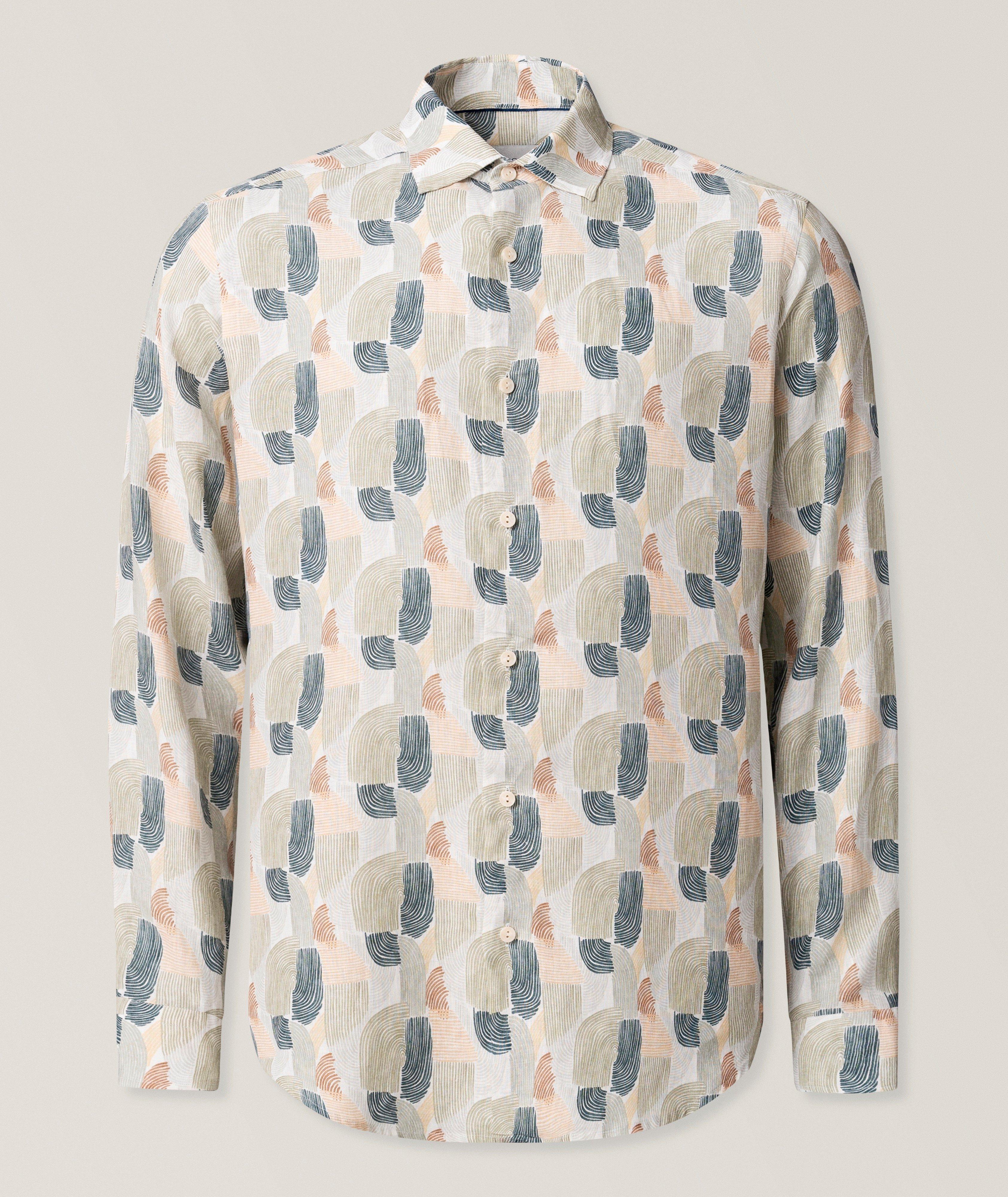 Eton Contemporary-Fit Geometric Linen Shirt