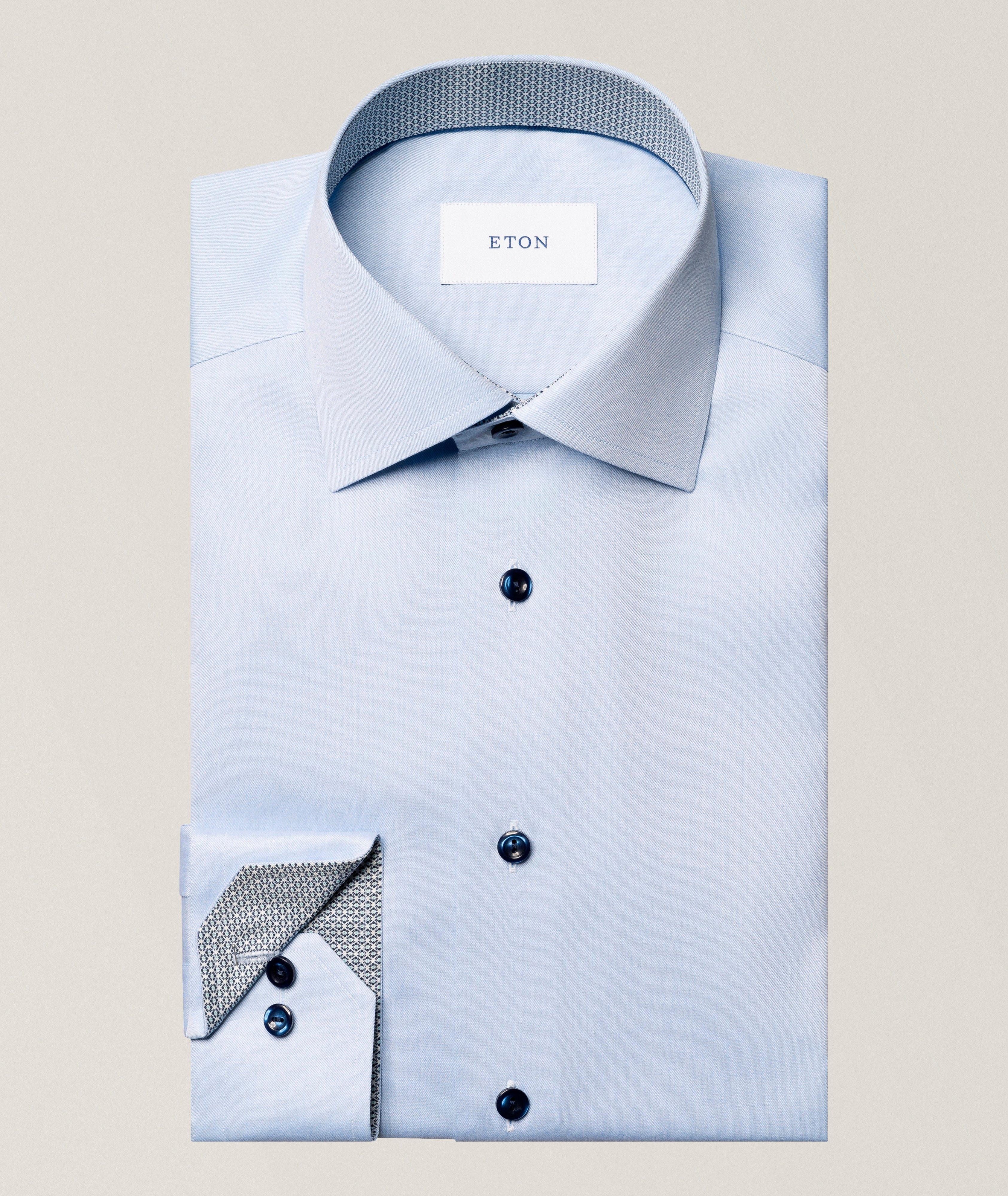 Slim-Fit Geo-Effect Twill Dress Shirt image 0