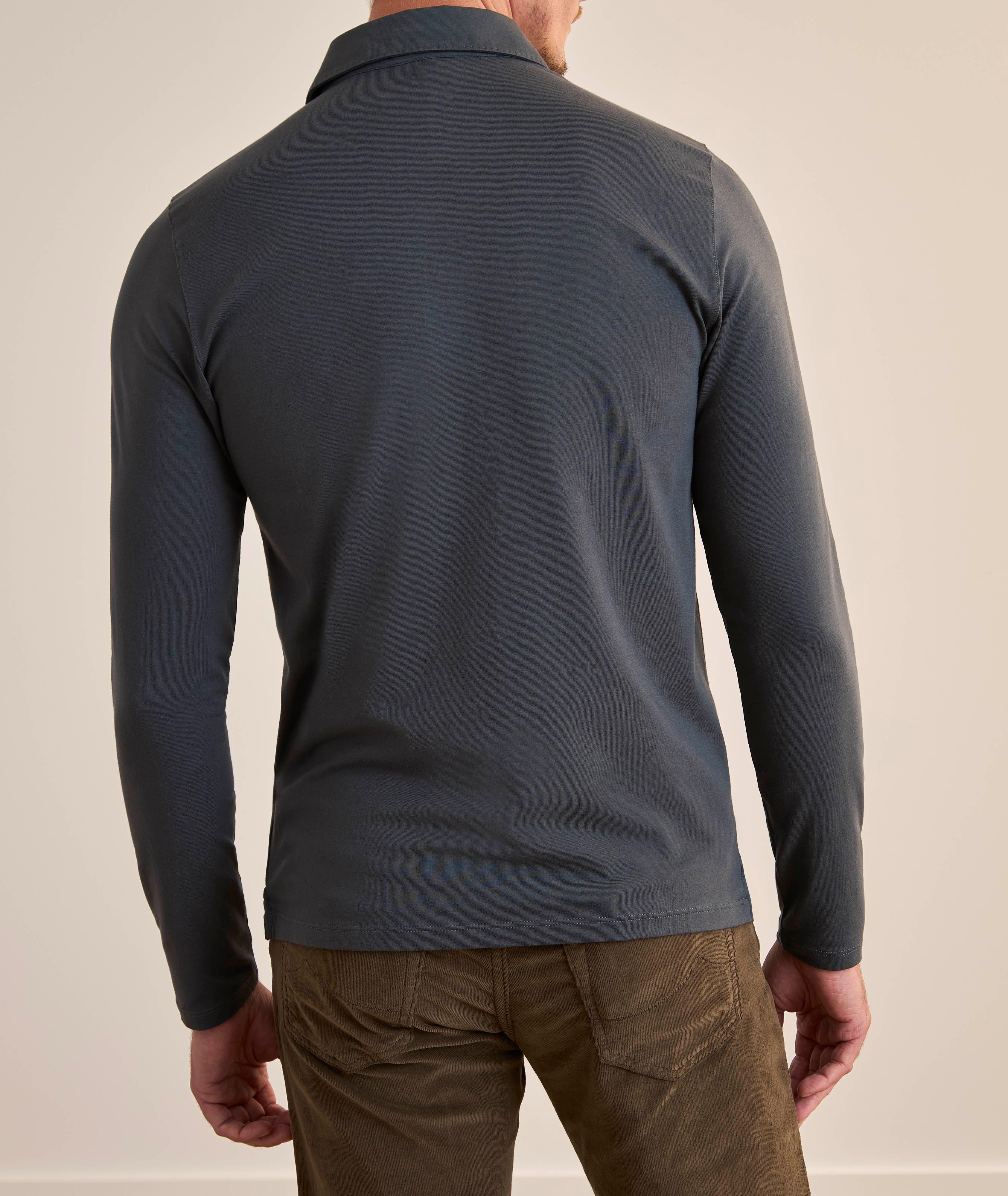 Long-Sleeve Stretch-Pima Polo image 2