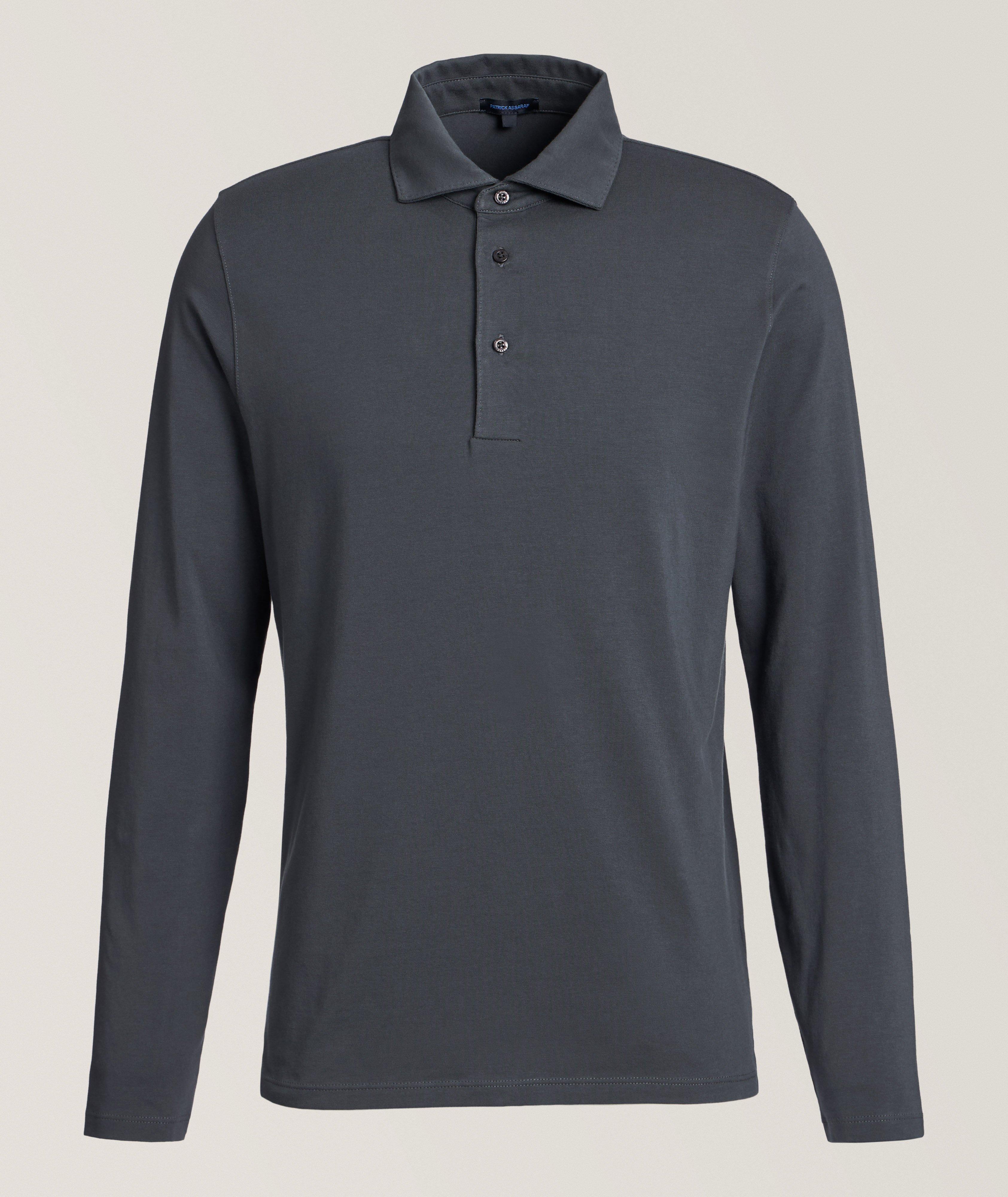 Long-Sleeve Stretch-Pima Polo image 0