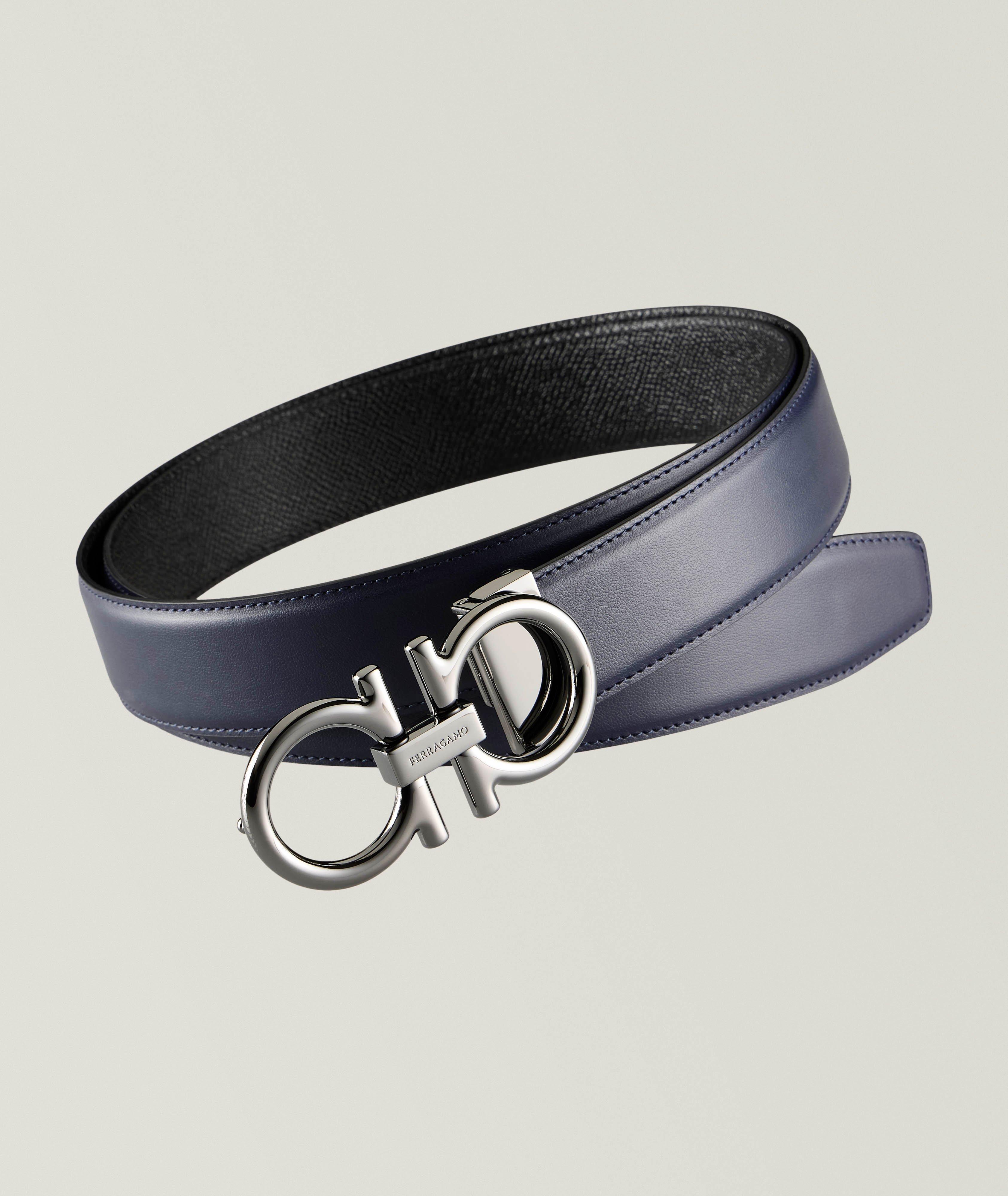 Reversible Double Gancio Leather Belt image 0