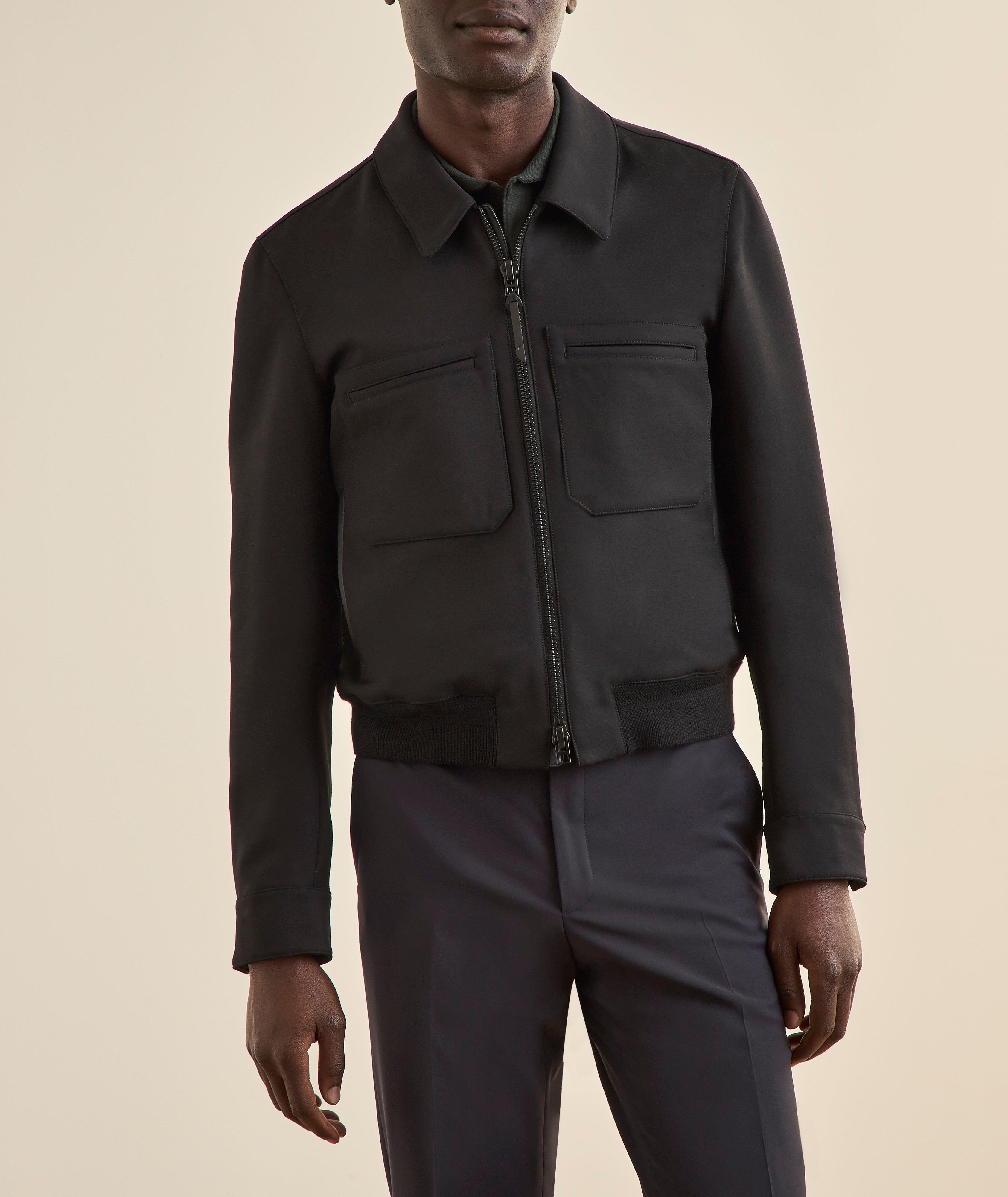 Lacquered Wool Tricotine Battle Jacket image 1
