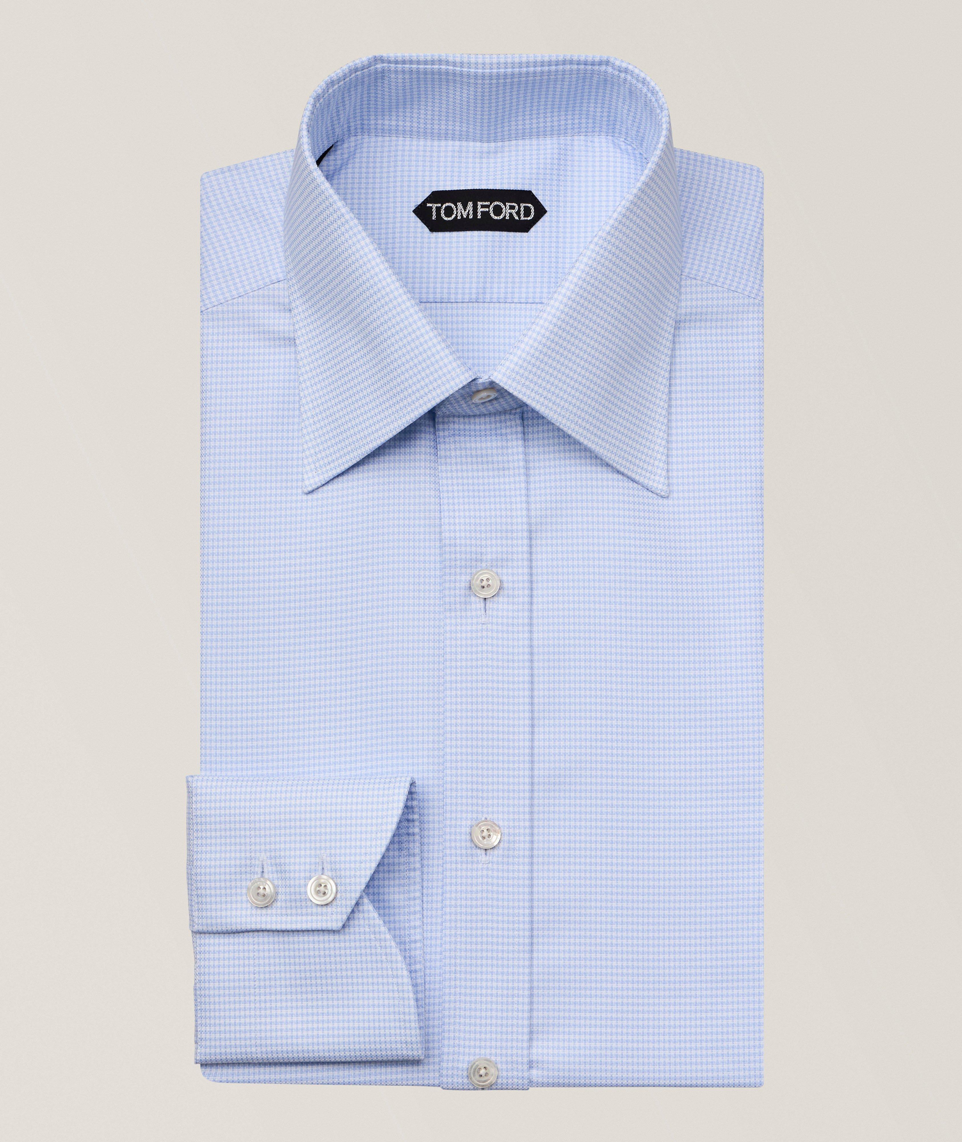 Micro-Houndstooth Cotton Dress Shirt  image 0