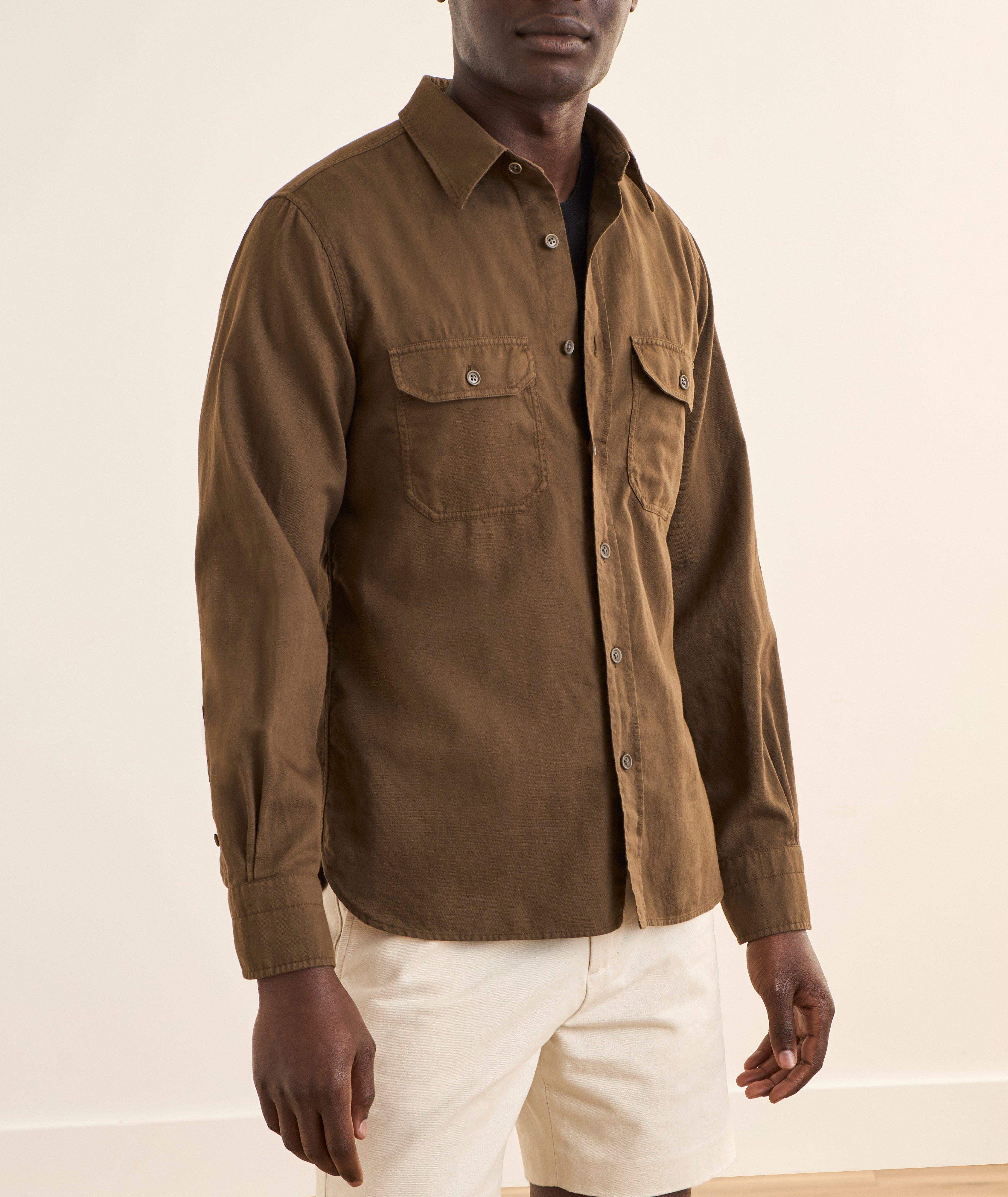 Chemise coton-lin drill militaire image 1