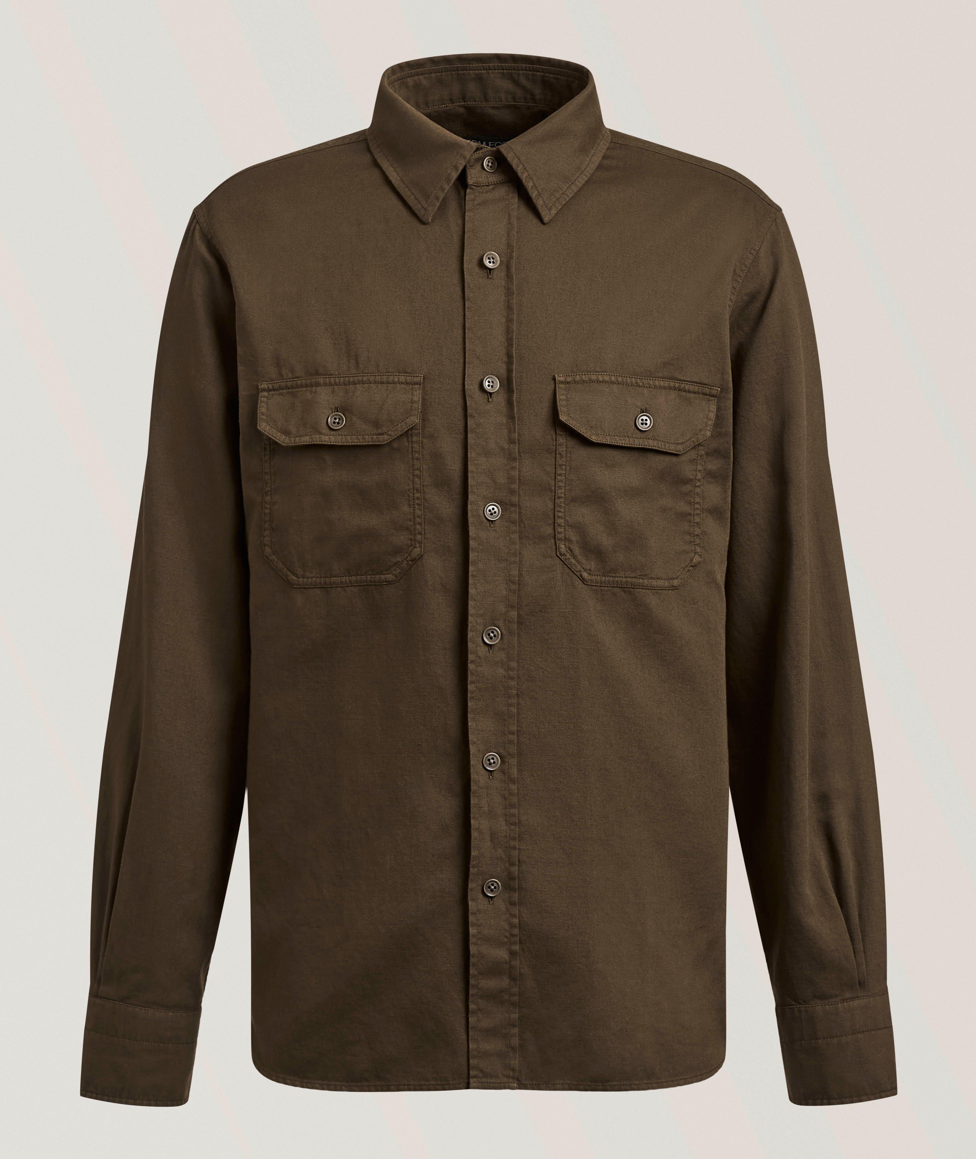 Chemise coton-lin drill militaire image 0