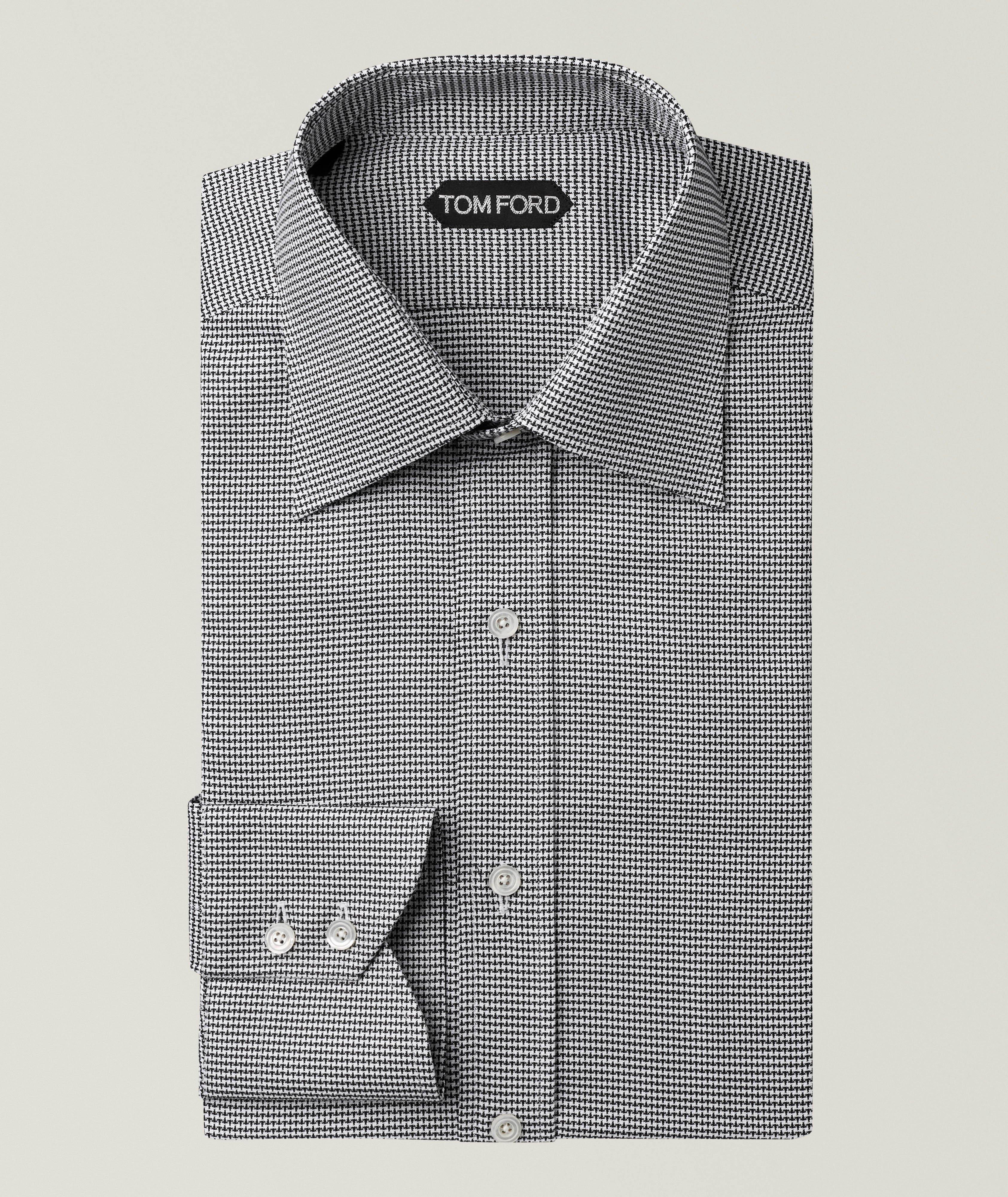 TOM FORD Micro-Houndstooth Cotton Dress Shirt 