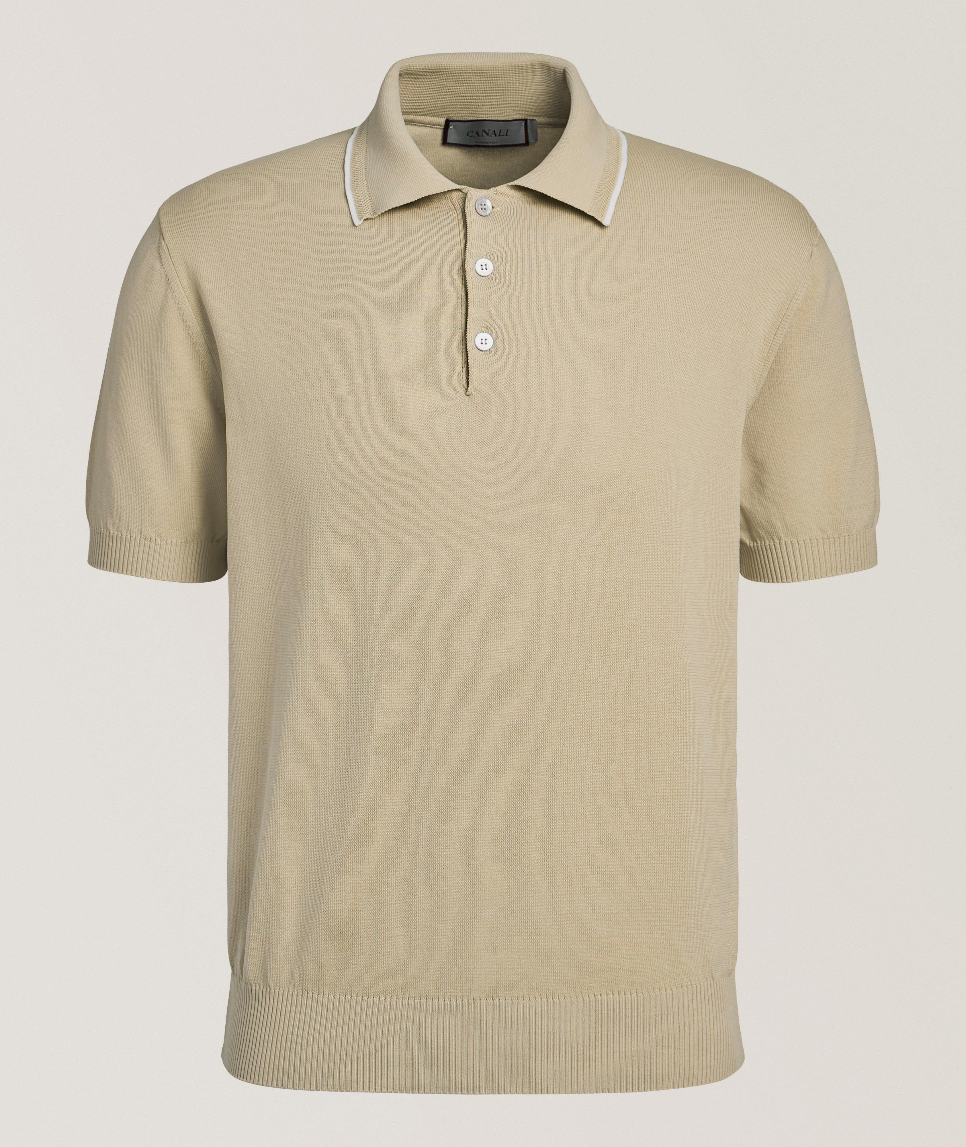 Canali Tipped Cotton Knit Polo