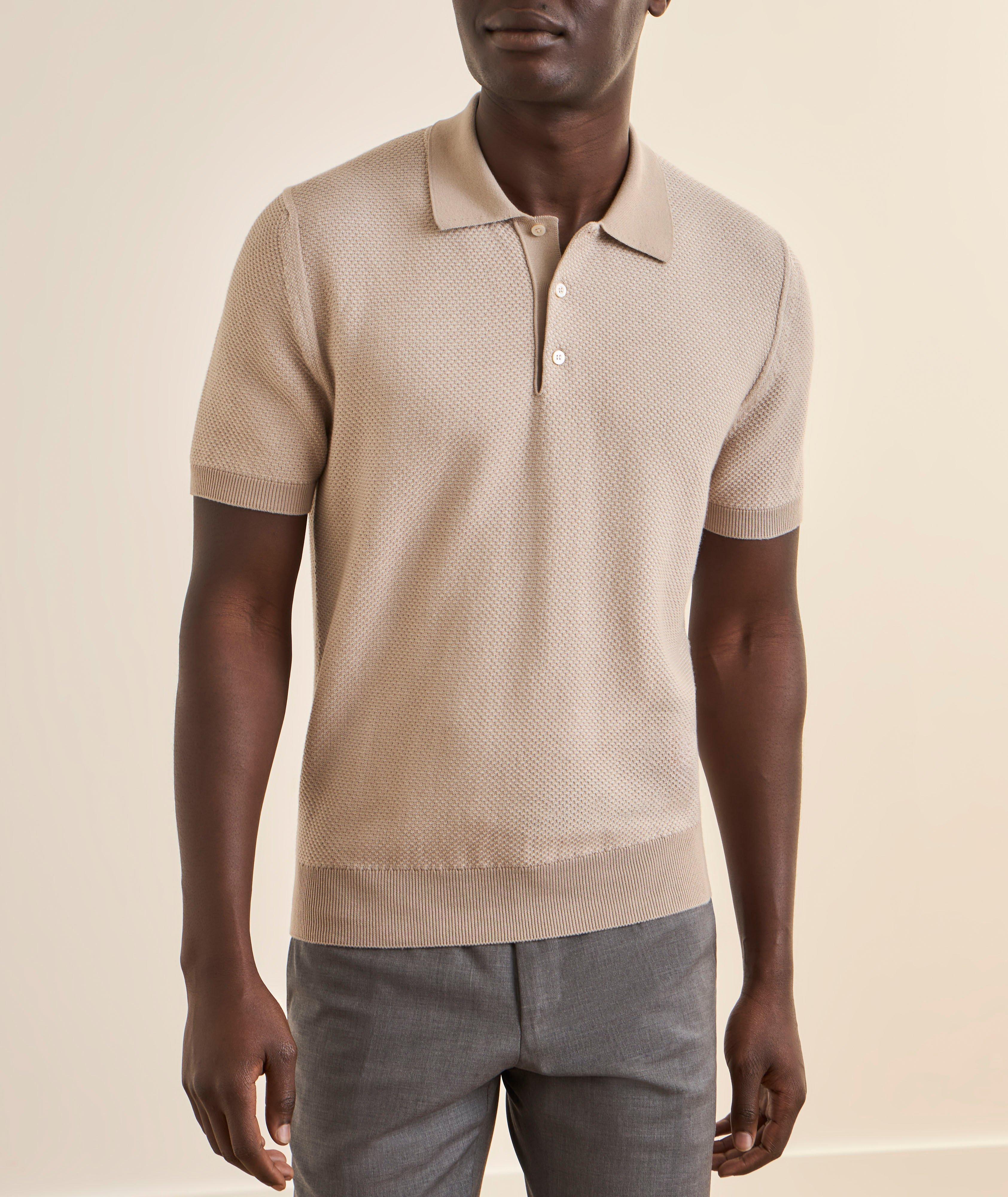 Polo coton micro-jacquard texturé image 1