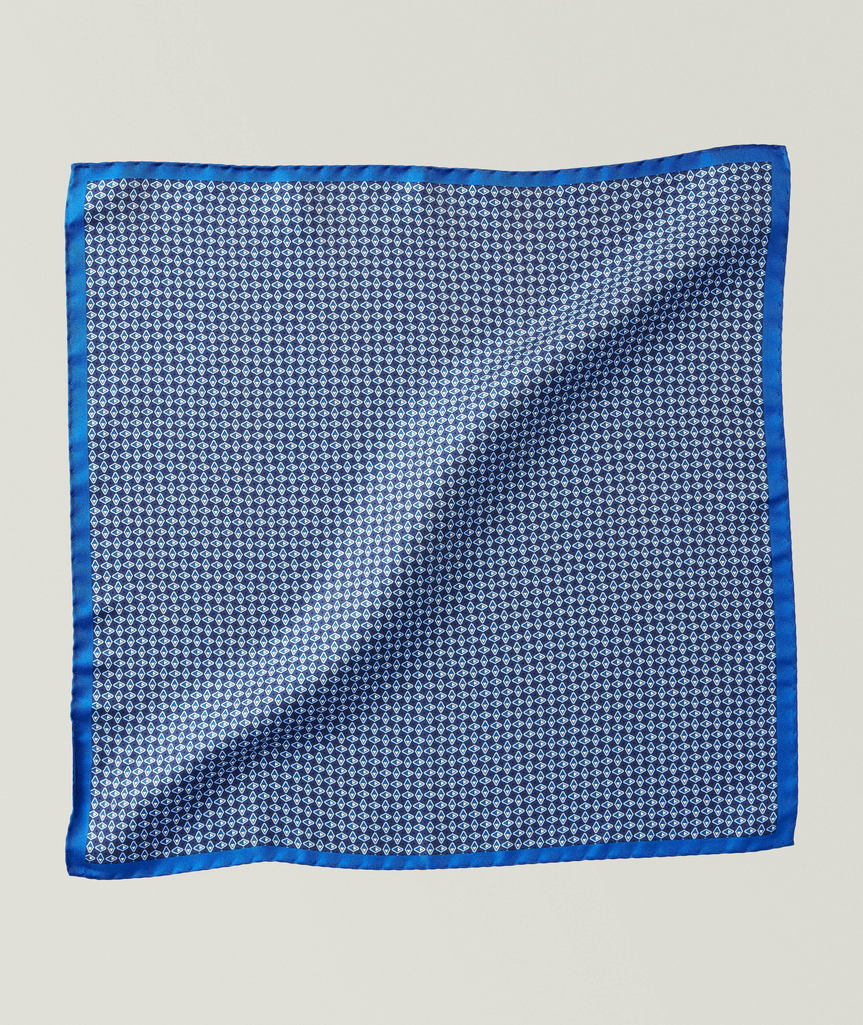 Canali Small Diamonds Silk Pocket Square