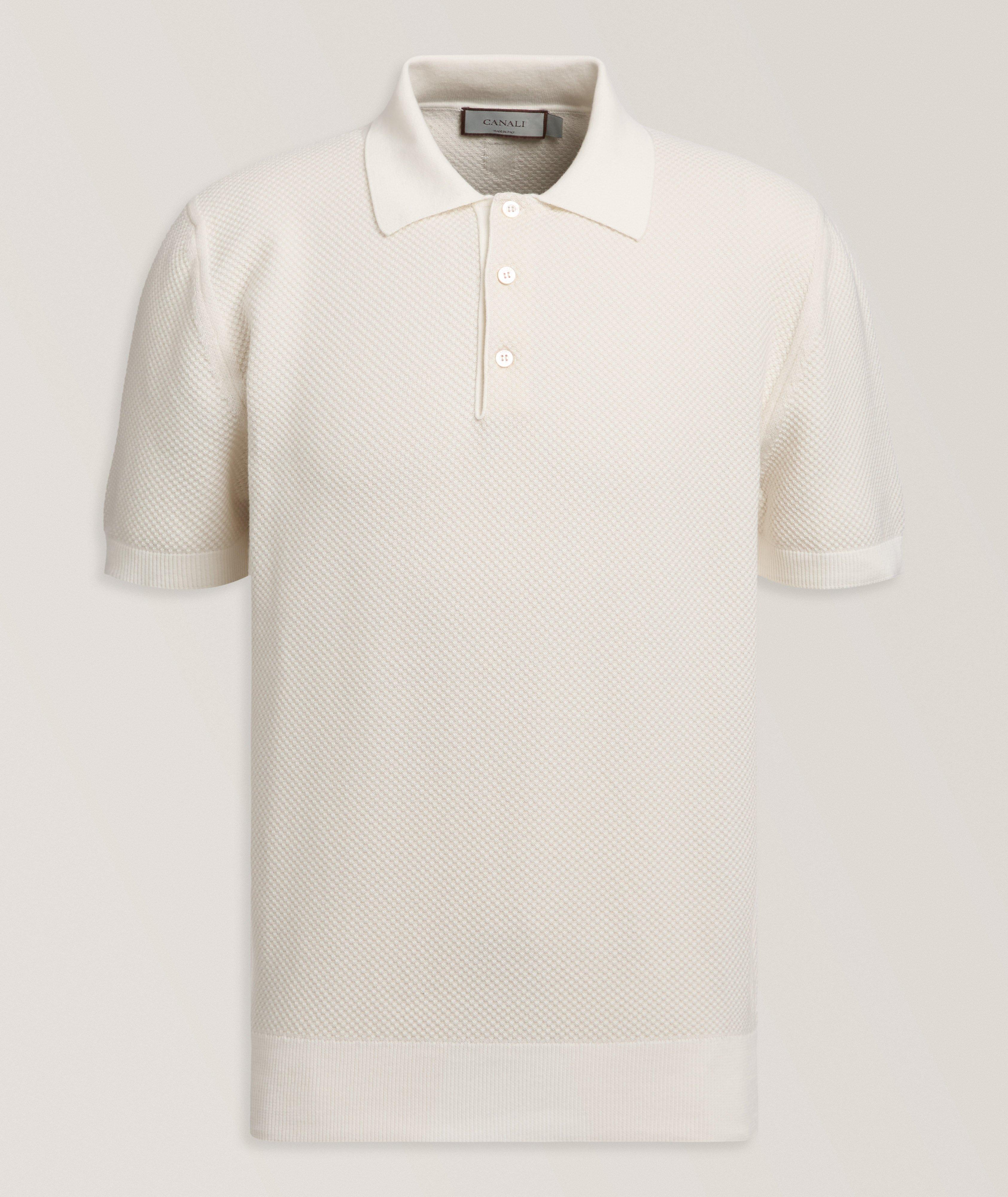 Canali Micro-Jacquard Textured Cotton Polo