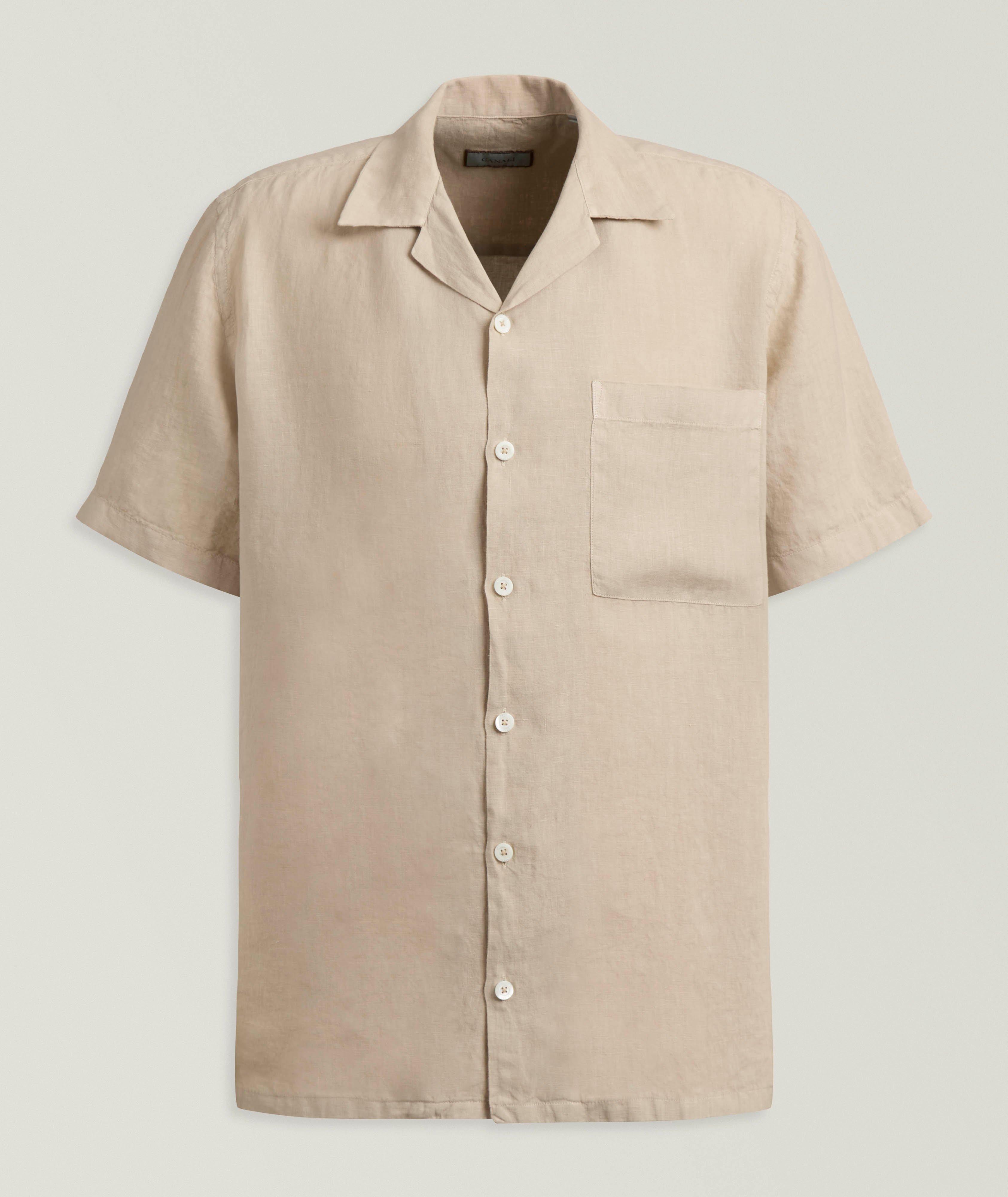 Chest Pocket Linen Camp Shirt image 0