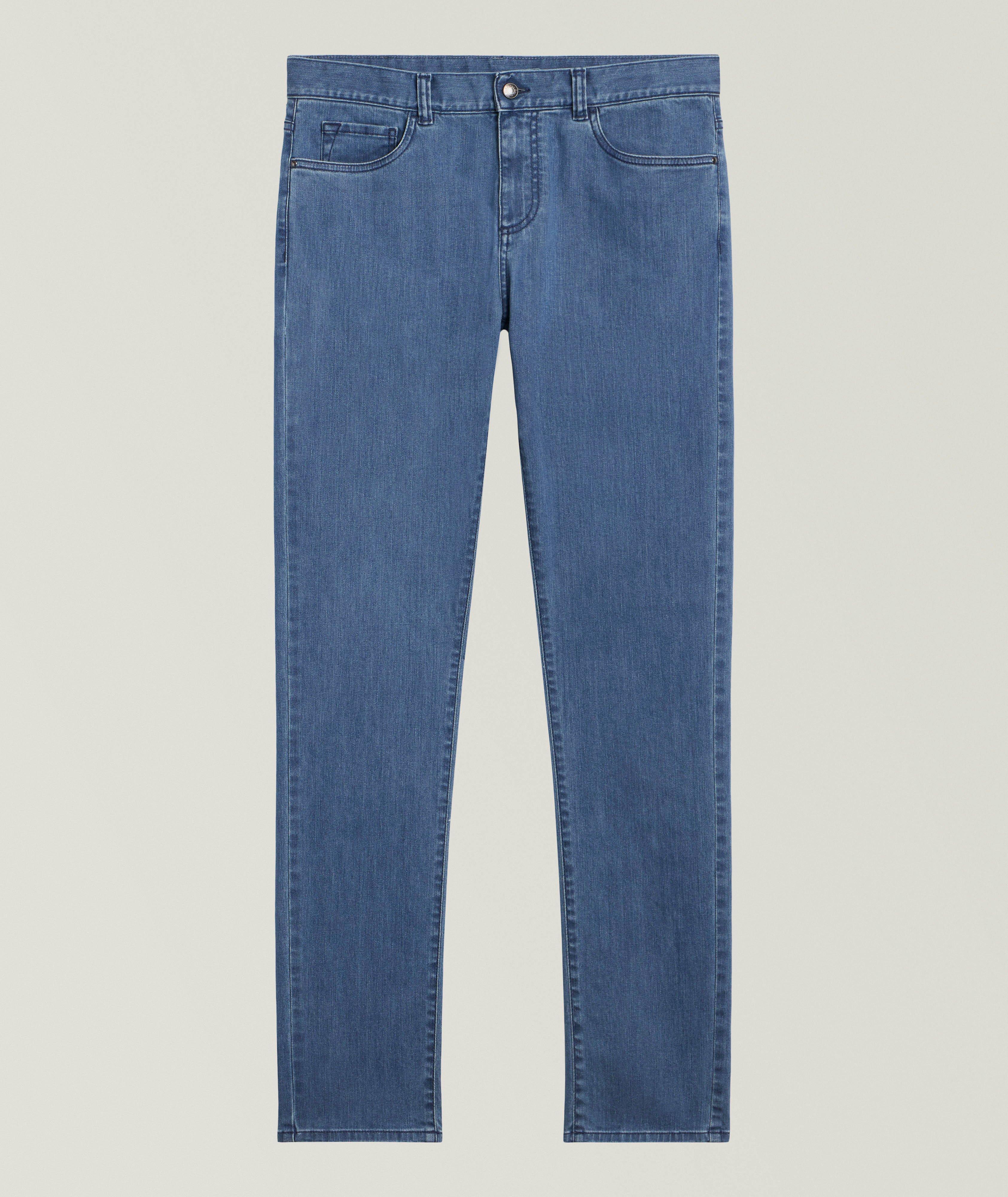 Canali Slim-Fit Contrast Stitch Jeans