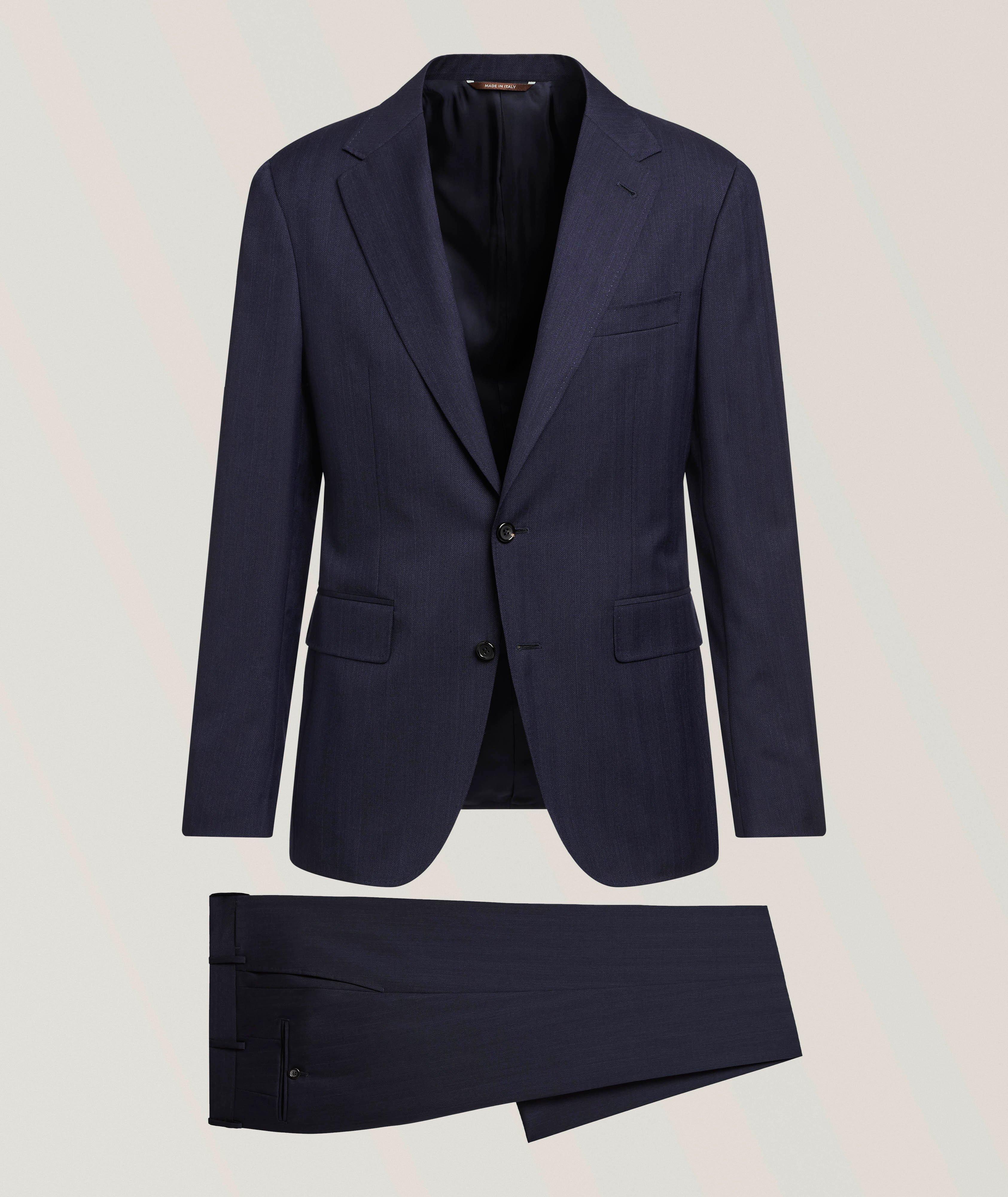 Canali Complet en laine chevrons ton sur ton Kei