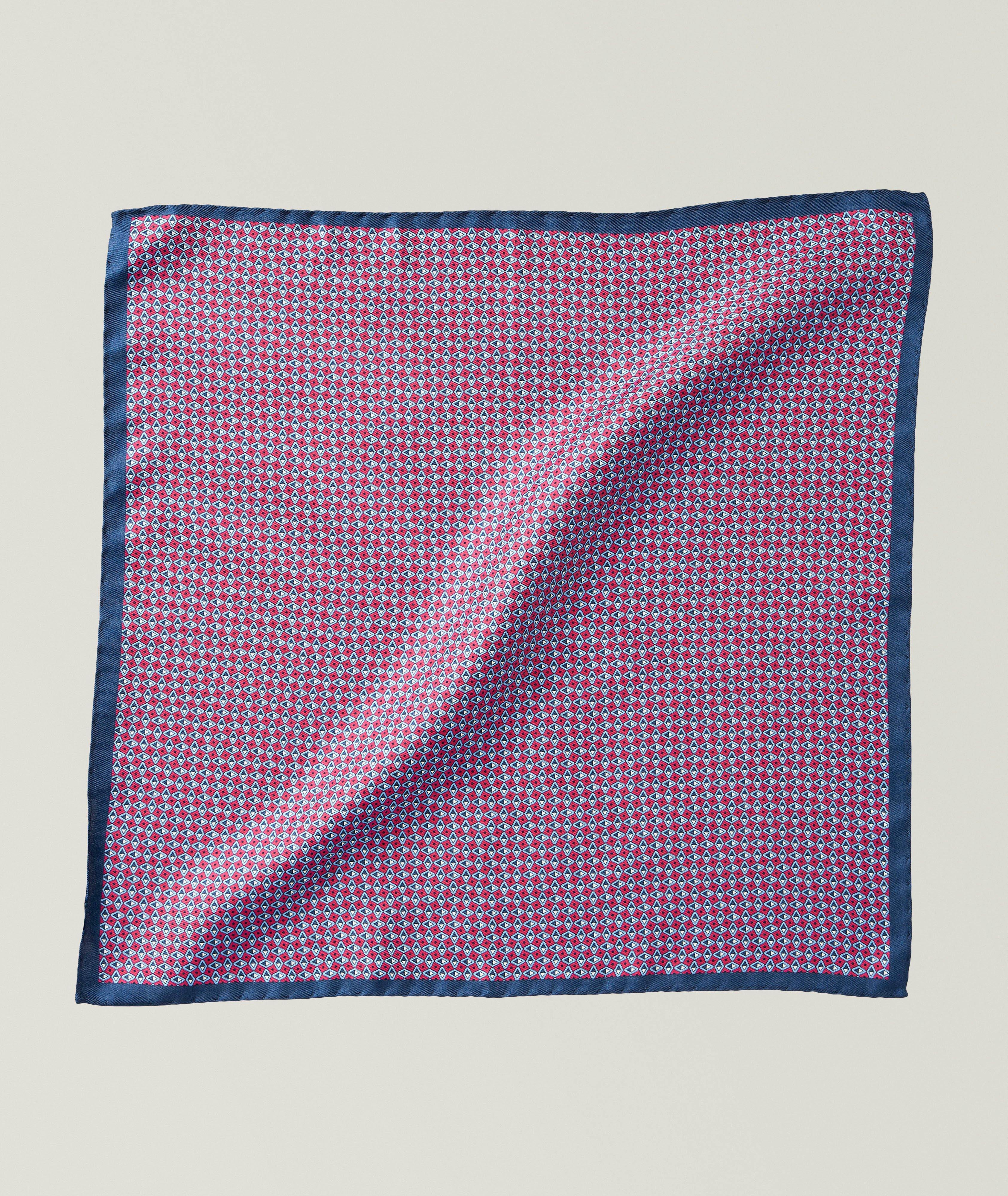 Canali Small Diamonds Silk Pocket Square
