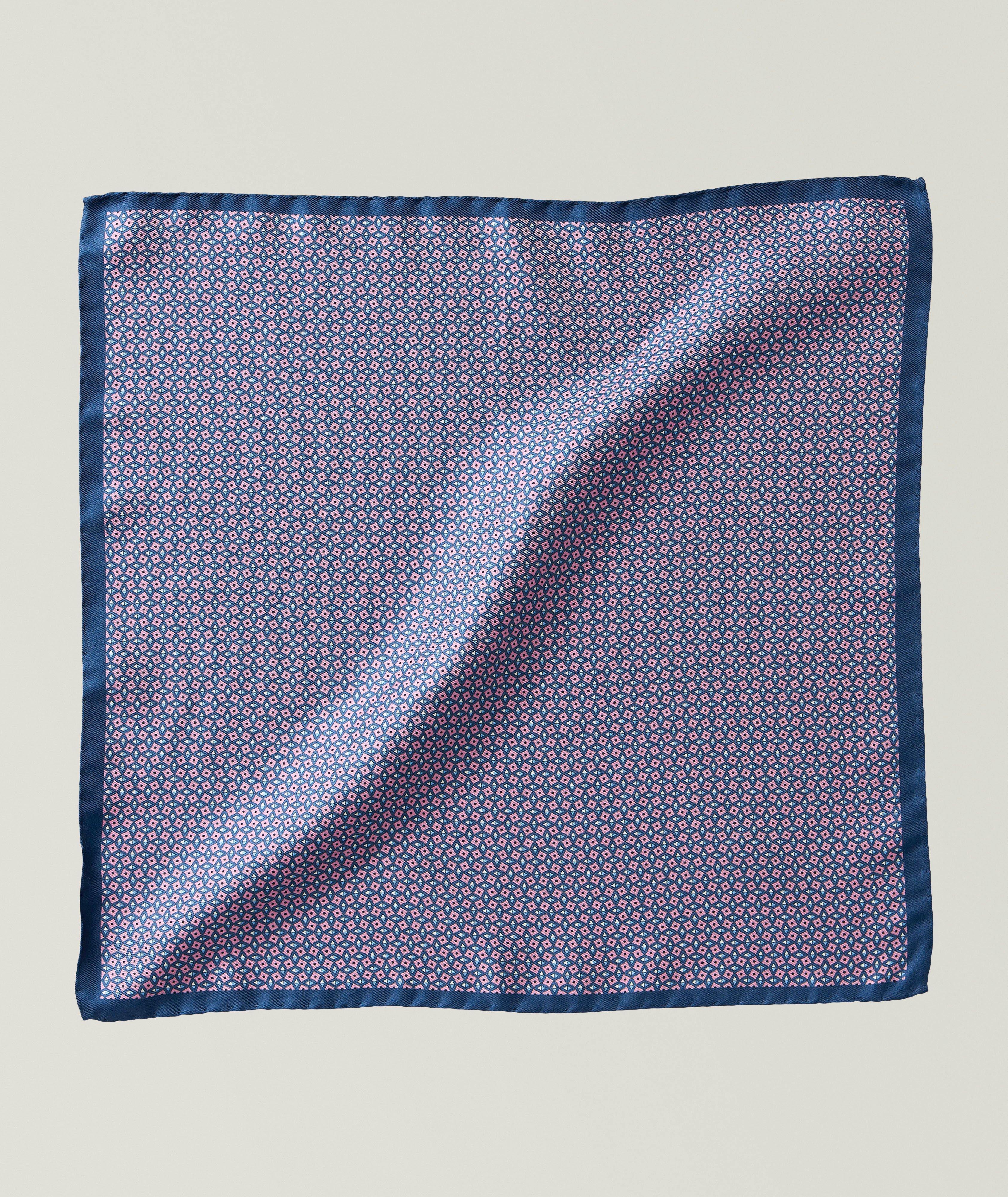 Canali Geometric Silk Pocket Square