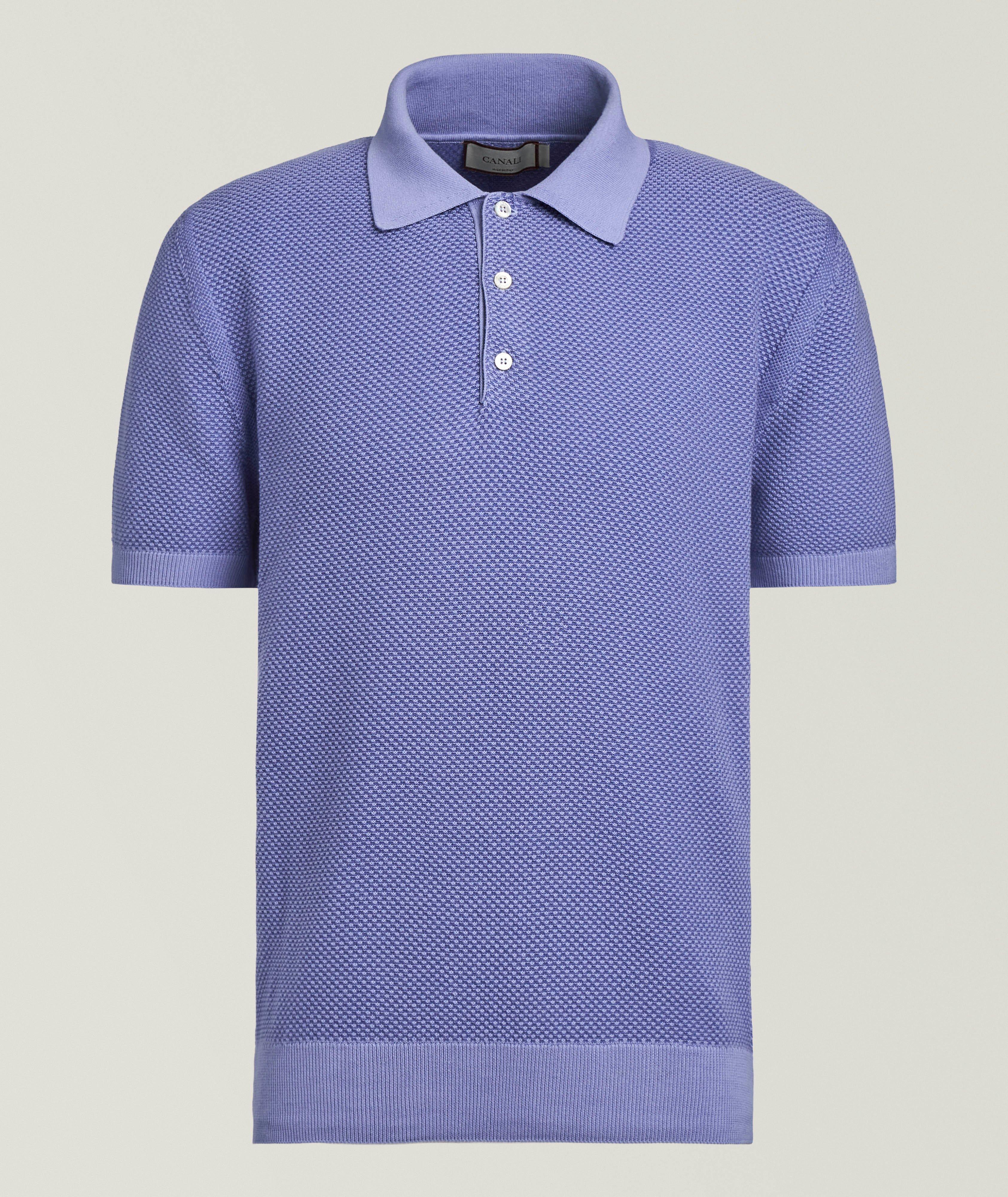 Canali Micro-Jacquard Textured Cotton Polo