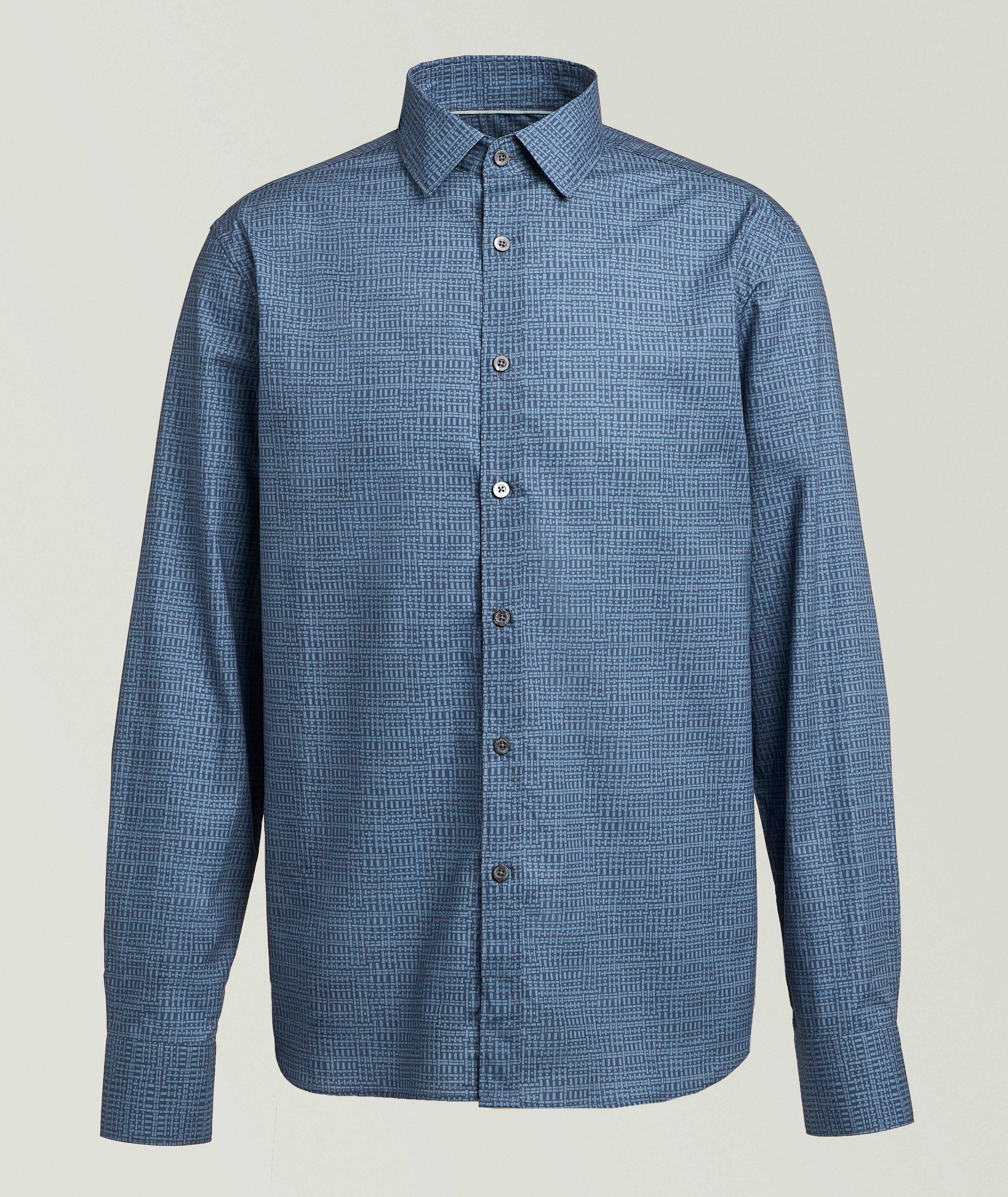 Canali Tetris Printed Cotton-Lyocell Shirt