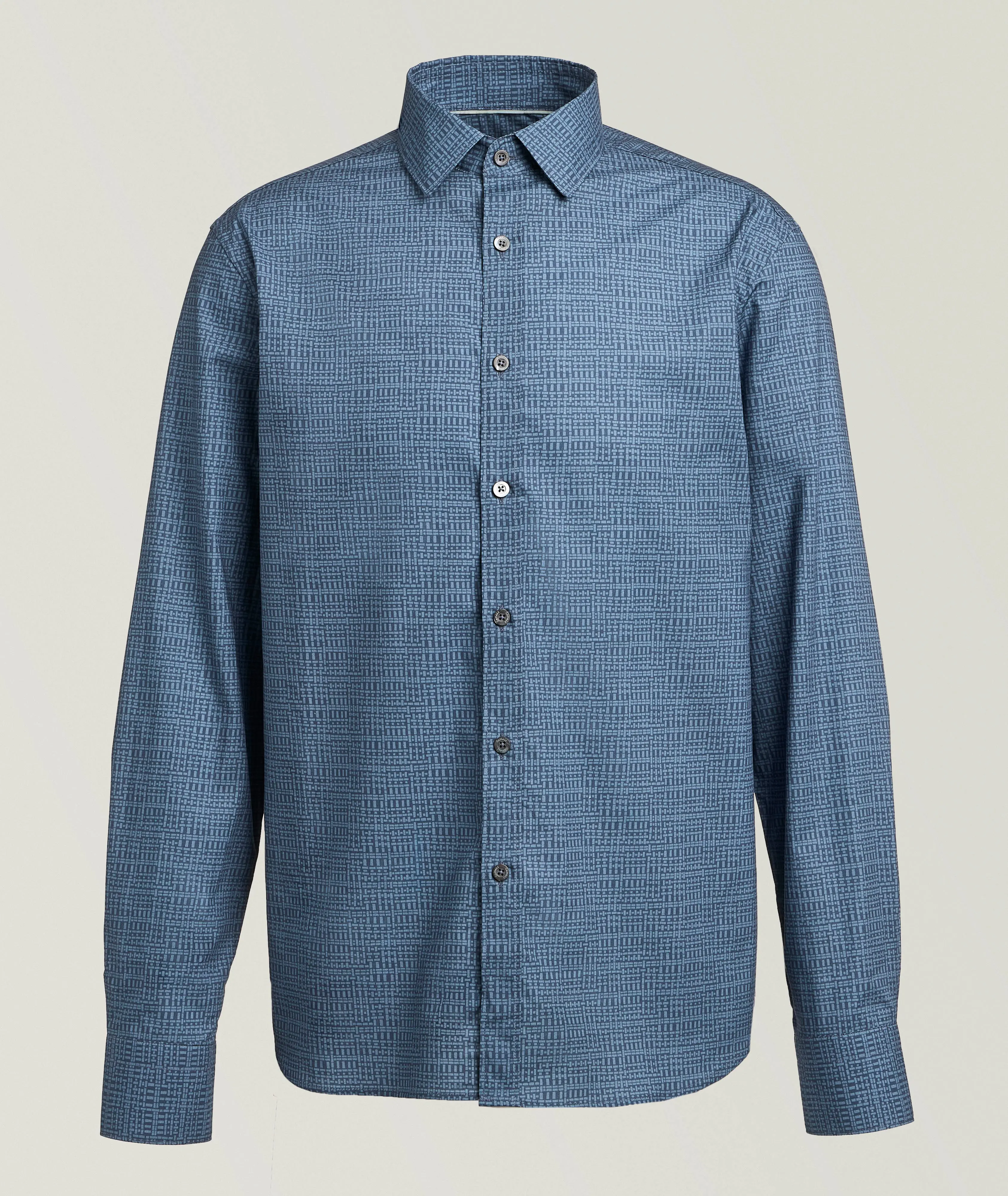 Canali Tetris Printed Cotton-Lyocell Shirt