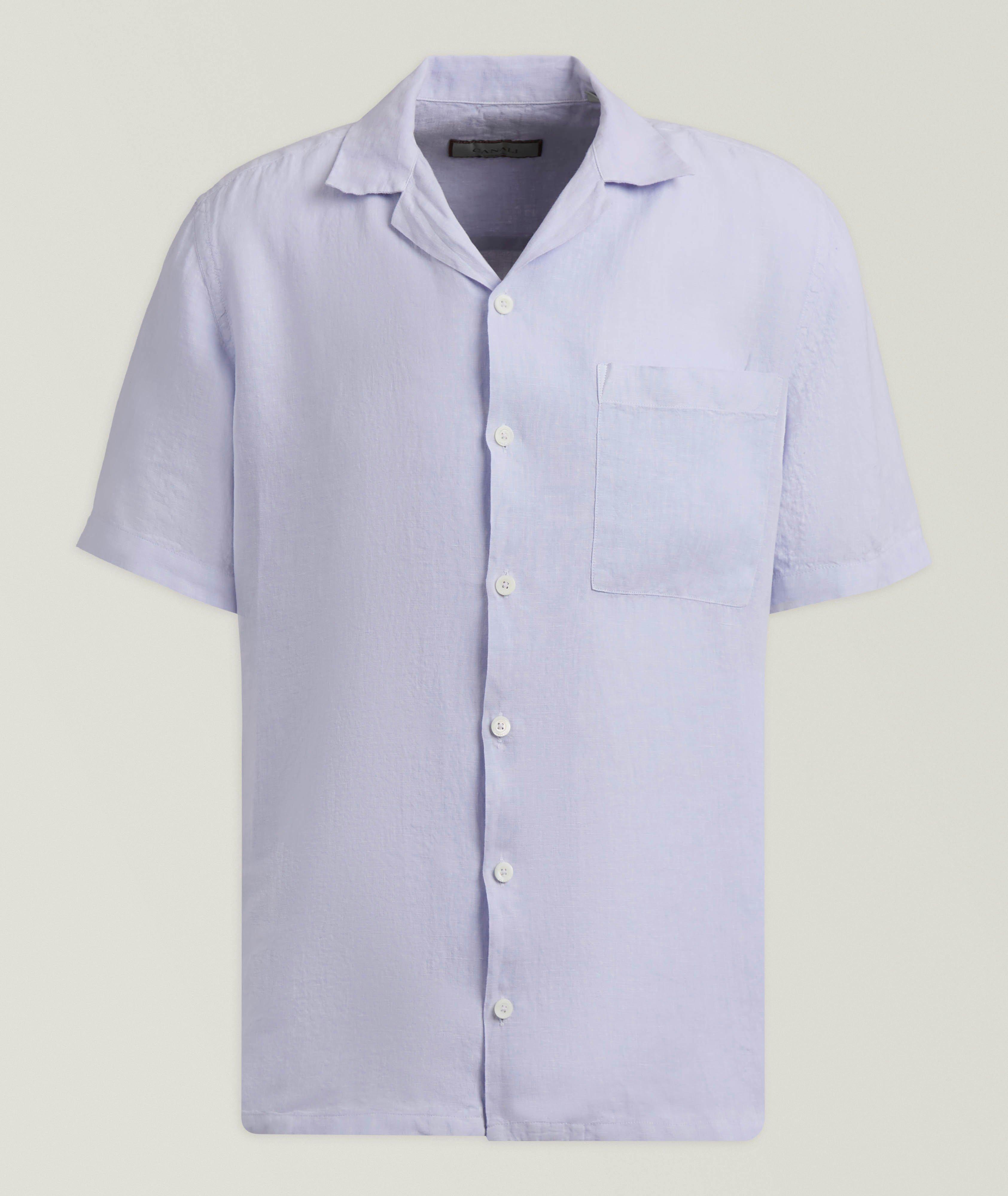 Canali Chemise camp lin poche poitrine