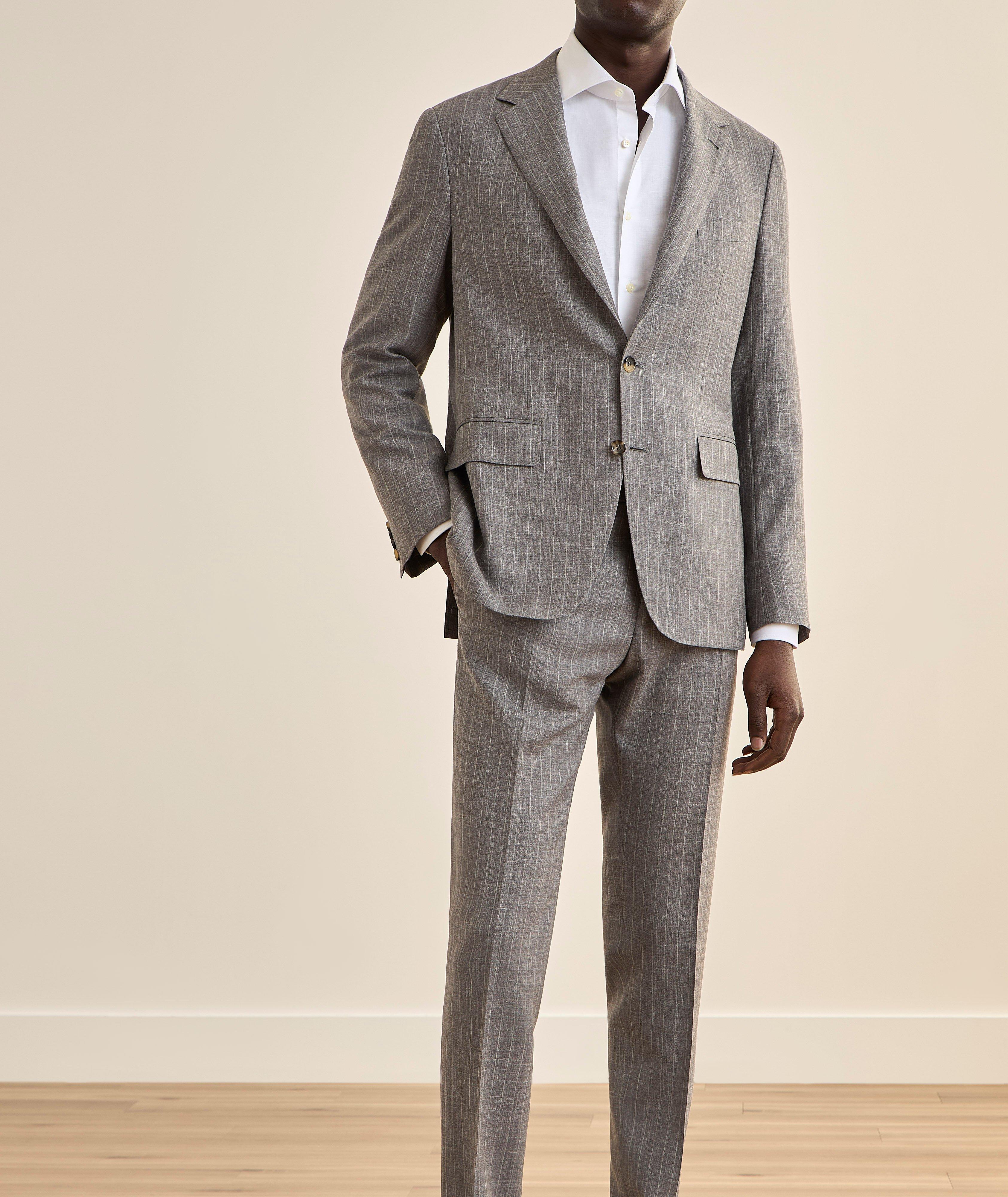 Kei Striped Denim Effect Wool-Blend Suit image 1