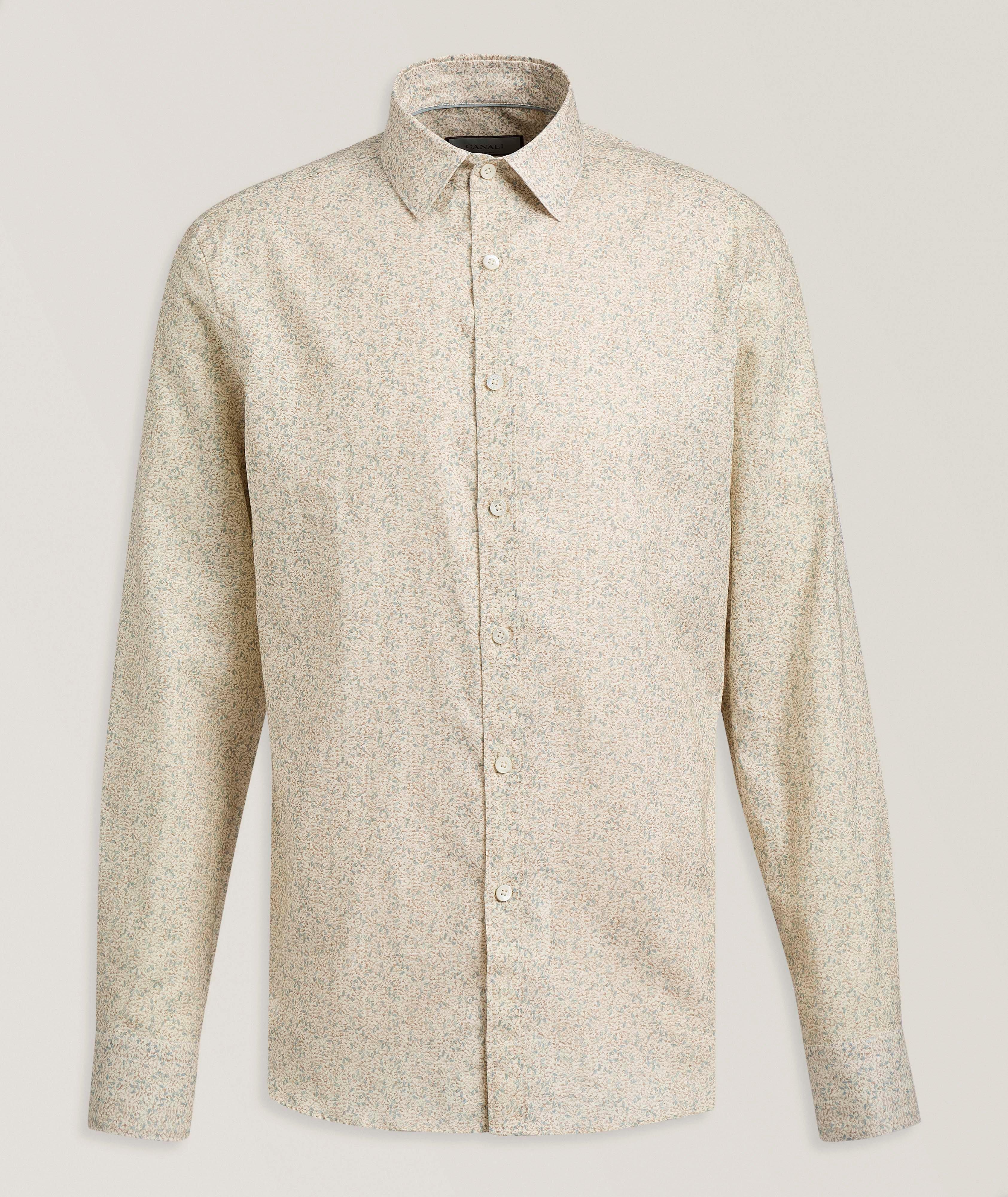 Canali Floral Linen-Cotton Shirt