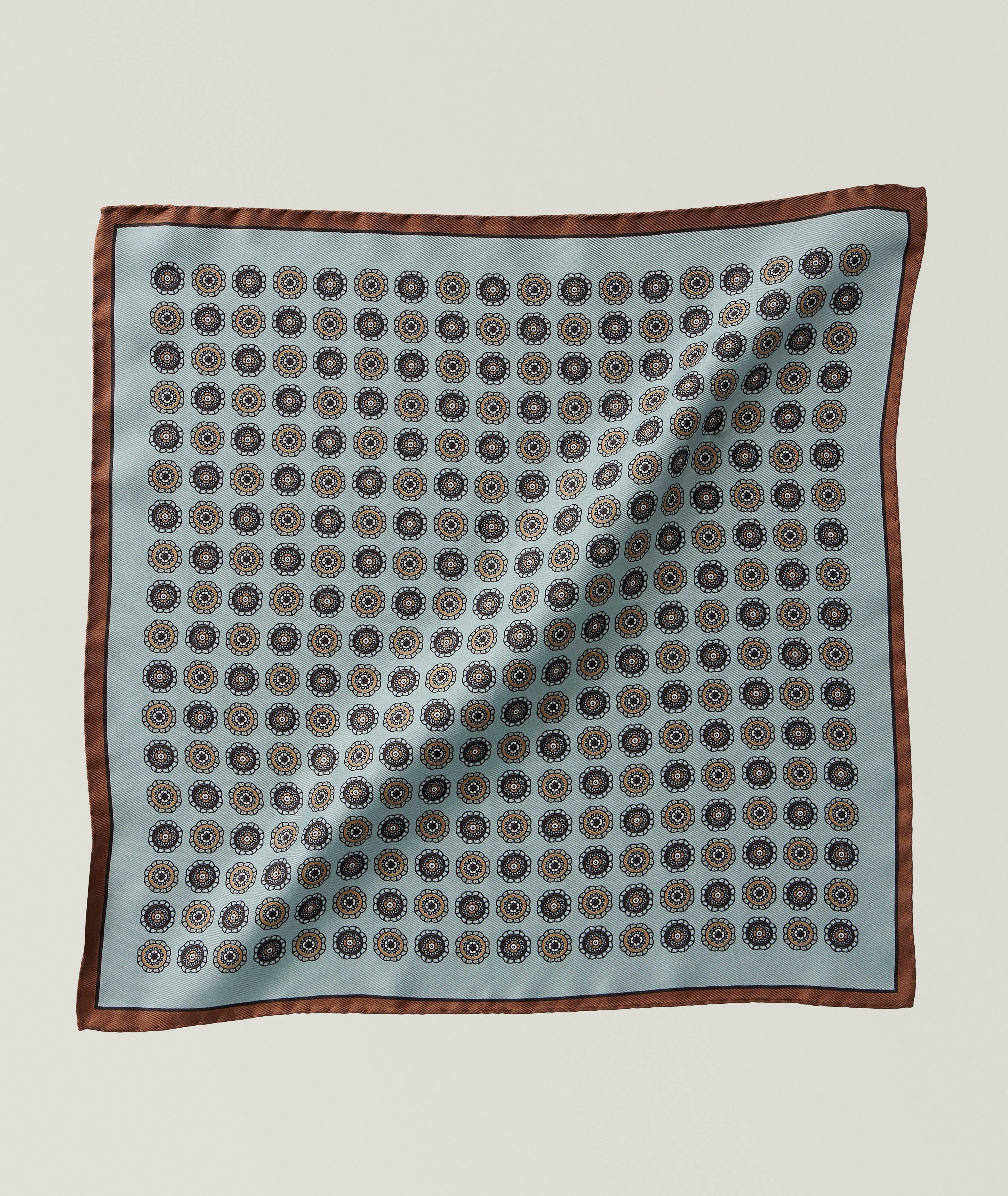 Canali Medallion Silk Pocket Square