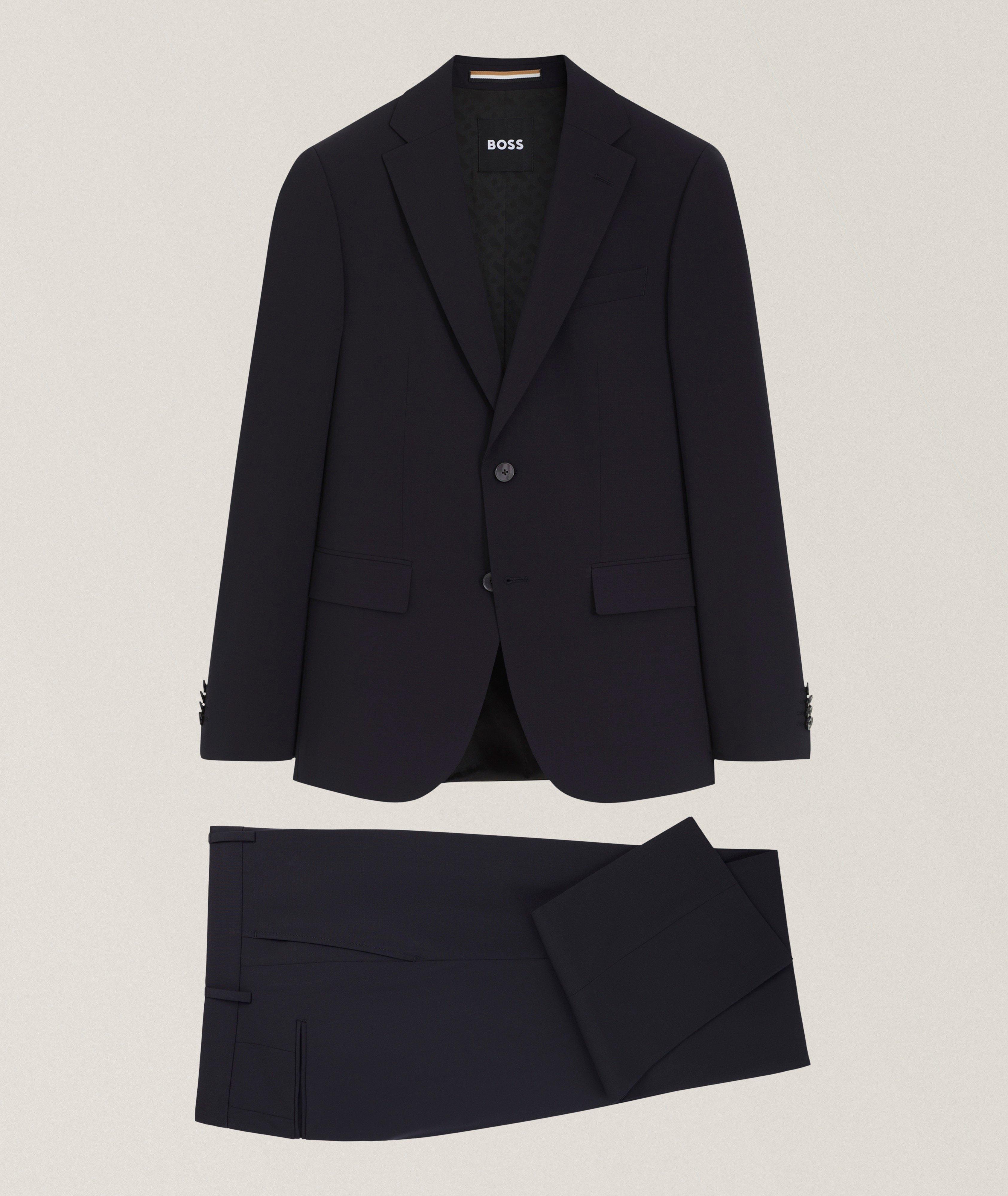 BOSS Slim-Fit Mélange Stretch-Wool Suit