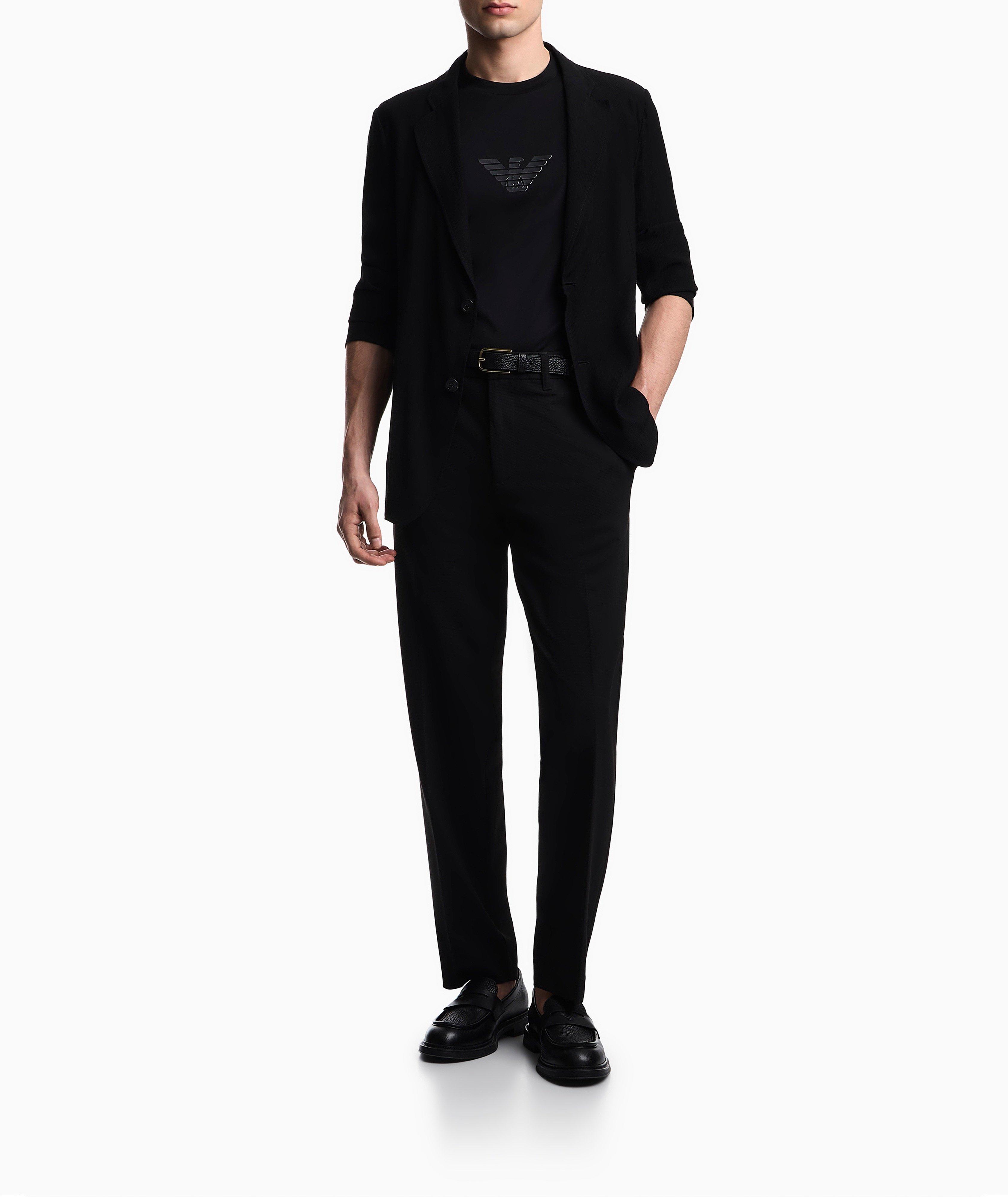 Waffle-Effect Viscose-Blend Dress Pants image 4