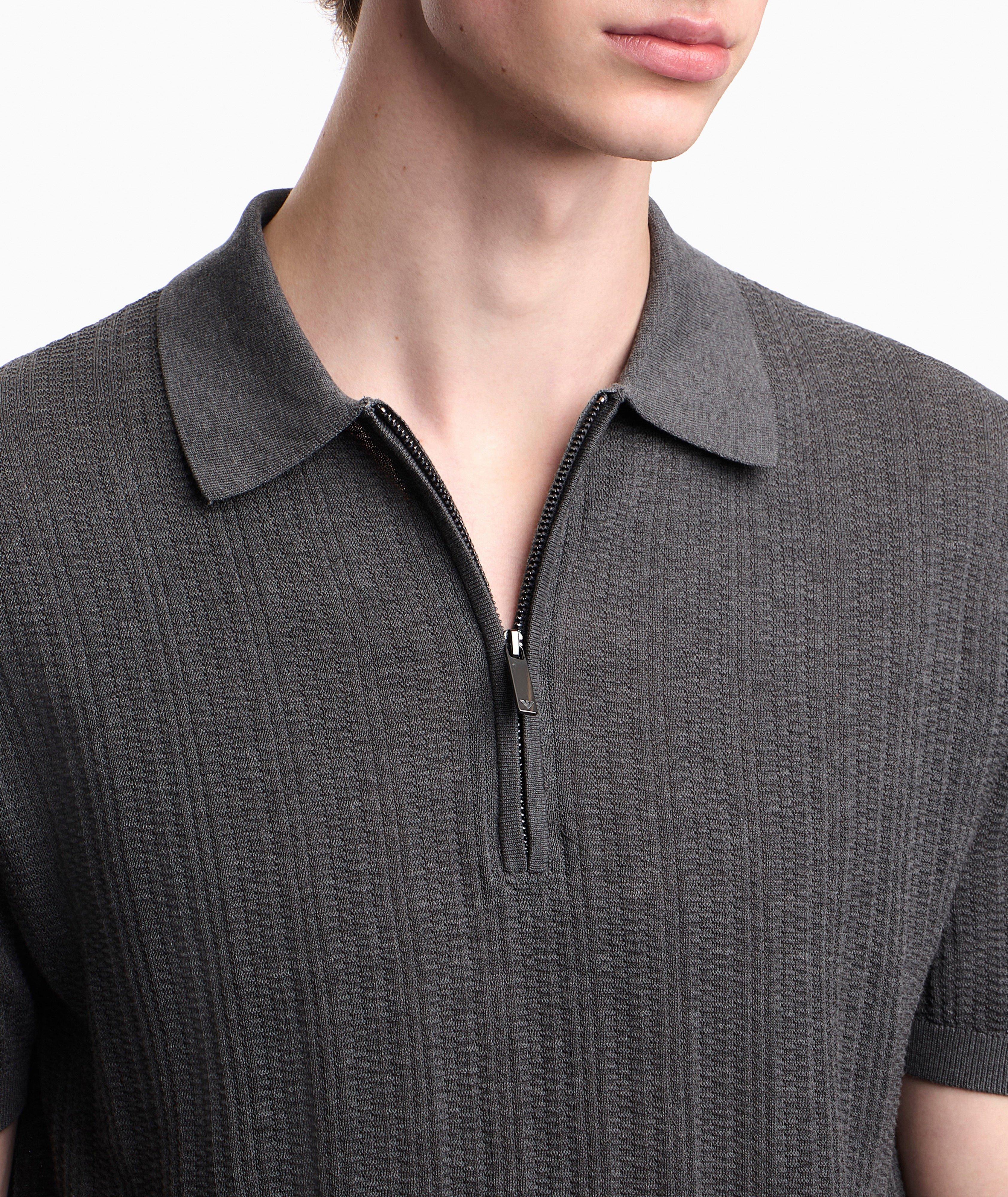 Emporio Armani Ribbed Knit Quarter-Zip Polo | Sweaters & Knits