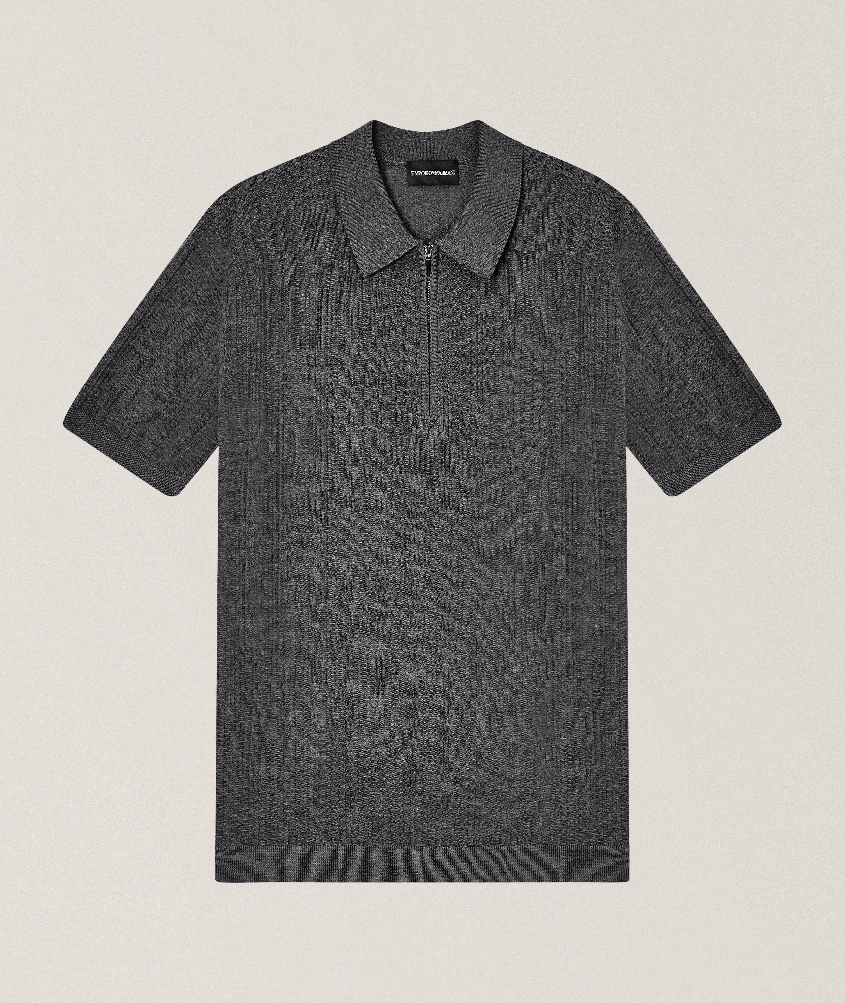 Emporio Armani Ribbed Knit Quarter-Zip Polo | Sweaters & Knits
