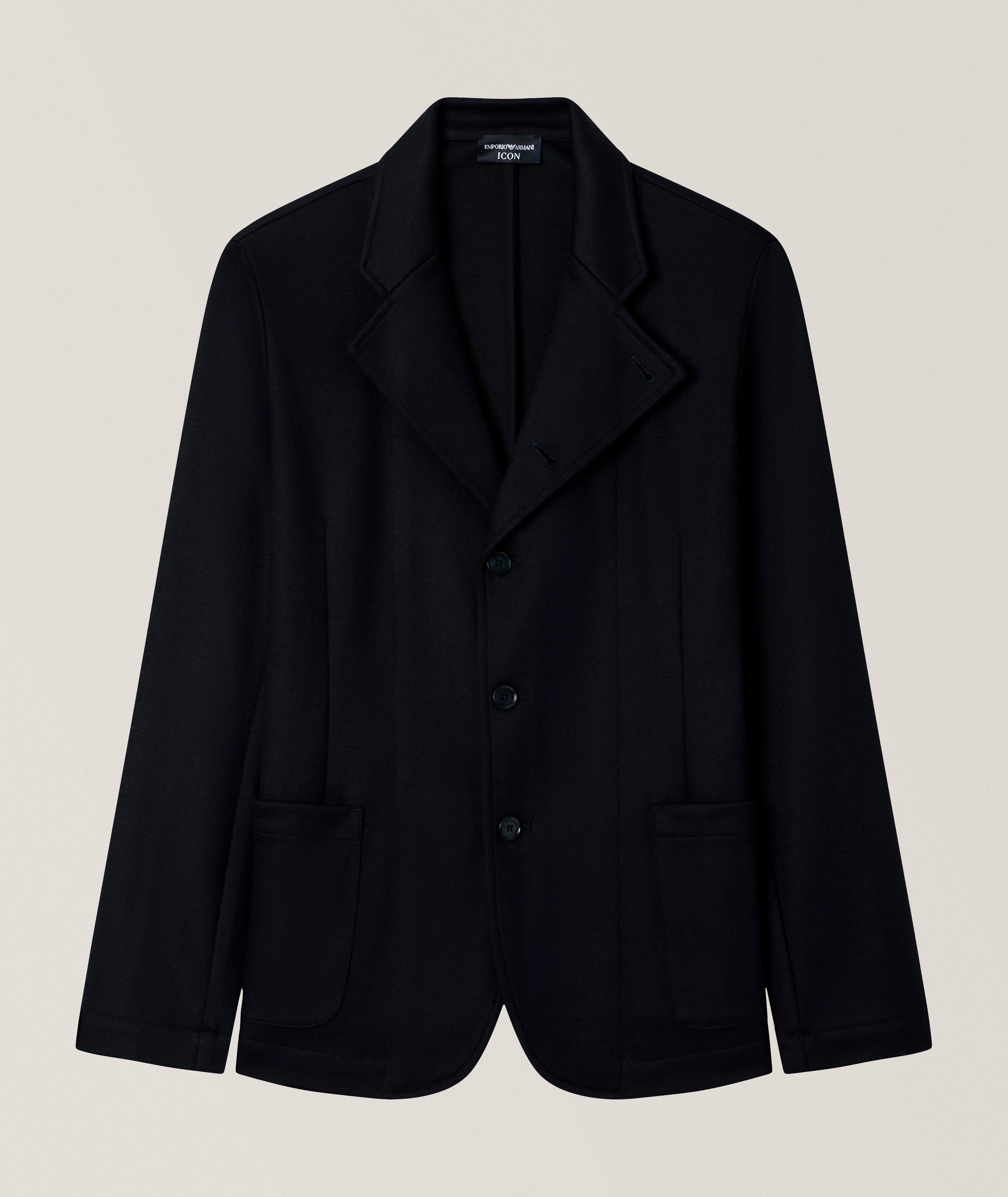 Emporio Armani Asymmetric Guru-Collar Wool-Blend Jacket | Sport