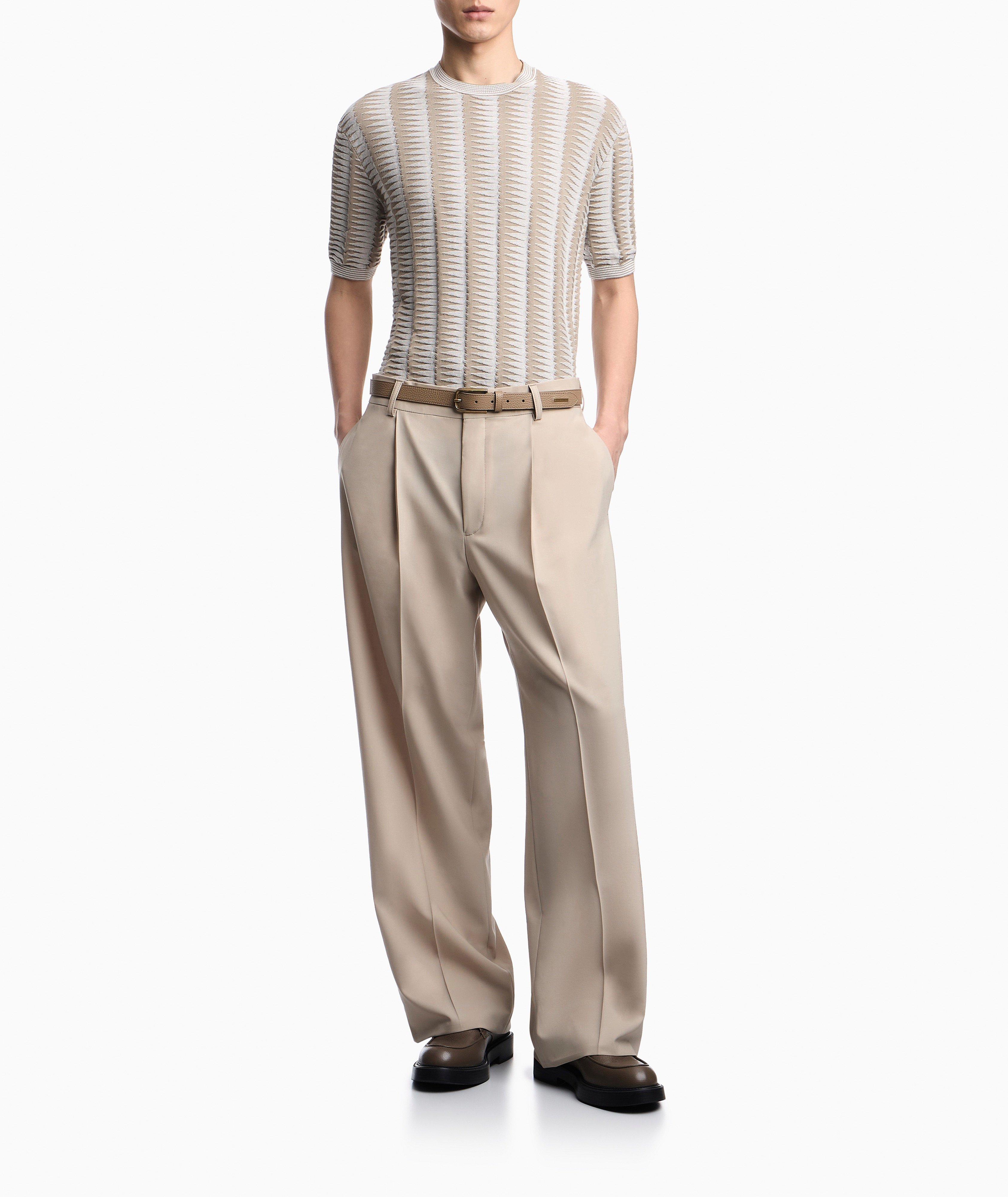 ★希少★ EMPORIO ARMANI 半袖 ニット ストライプ 白 L相当 Emporio Armani Two-Tone Jagged Motif Sweater | Sweaters & Knits