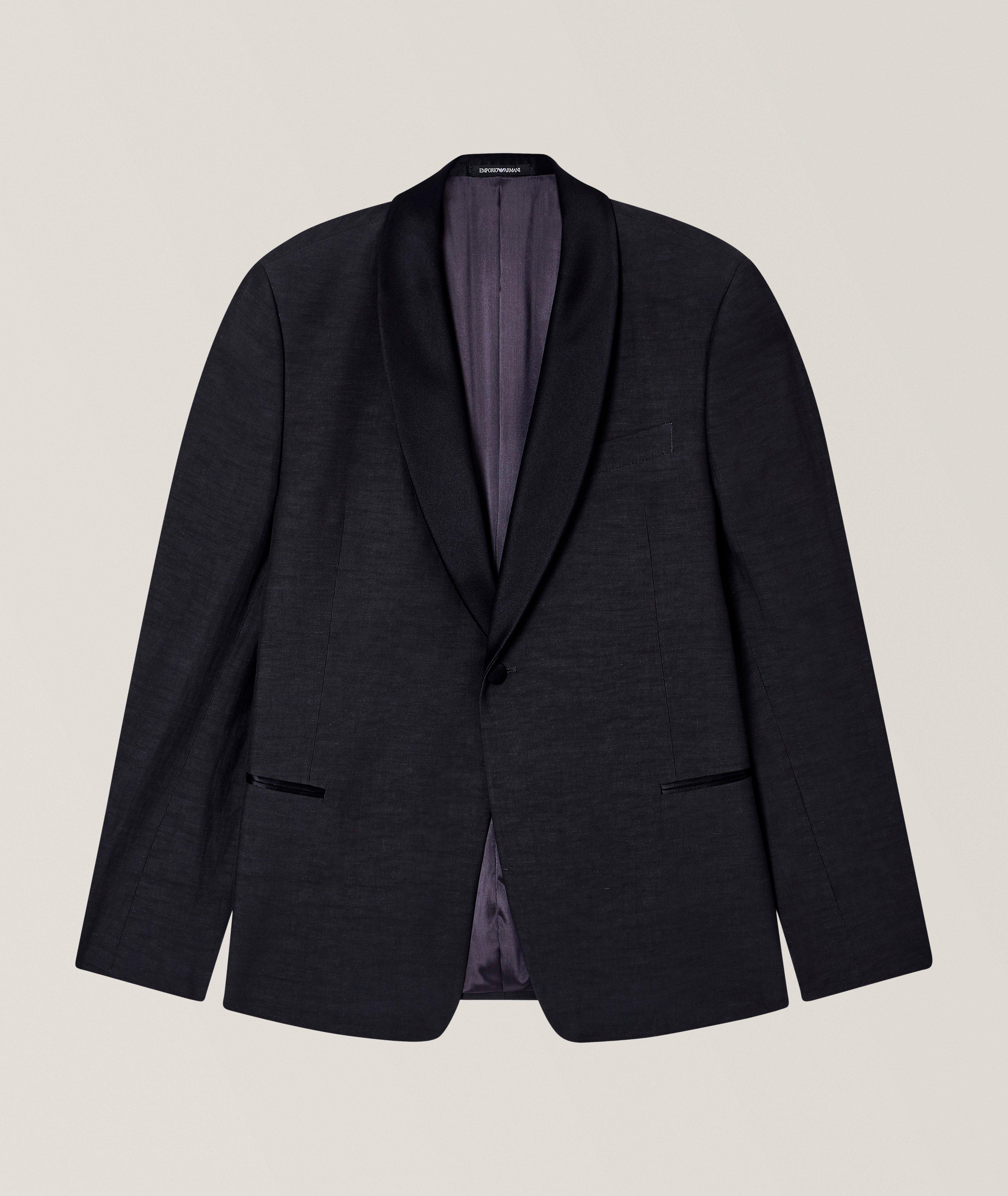 Emporio Armani Asymmetric Guru-Collar Wool-Blend Jacket | Sport