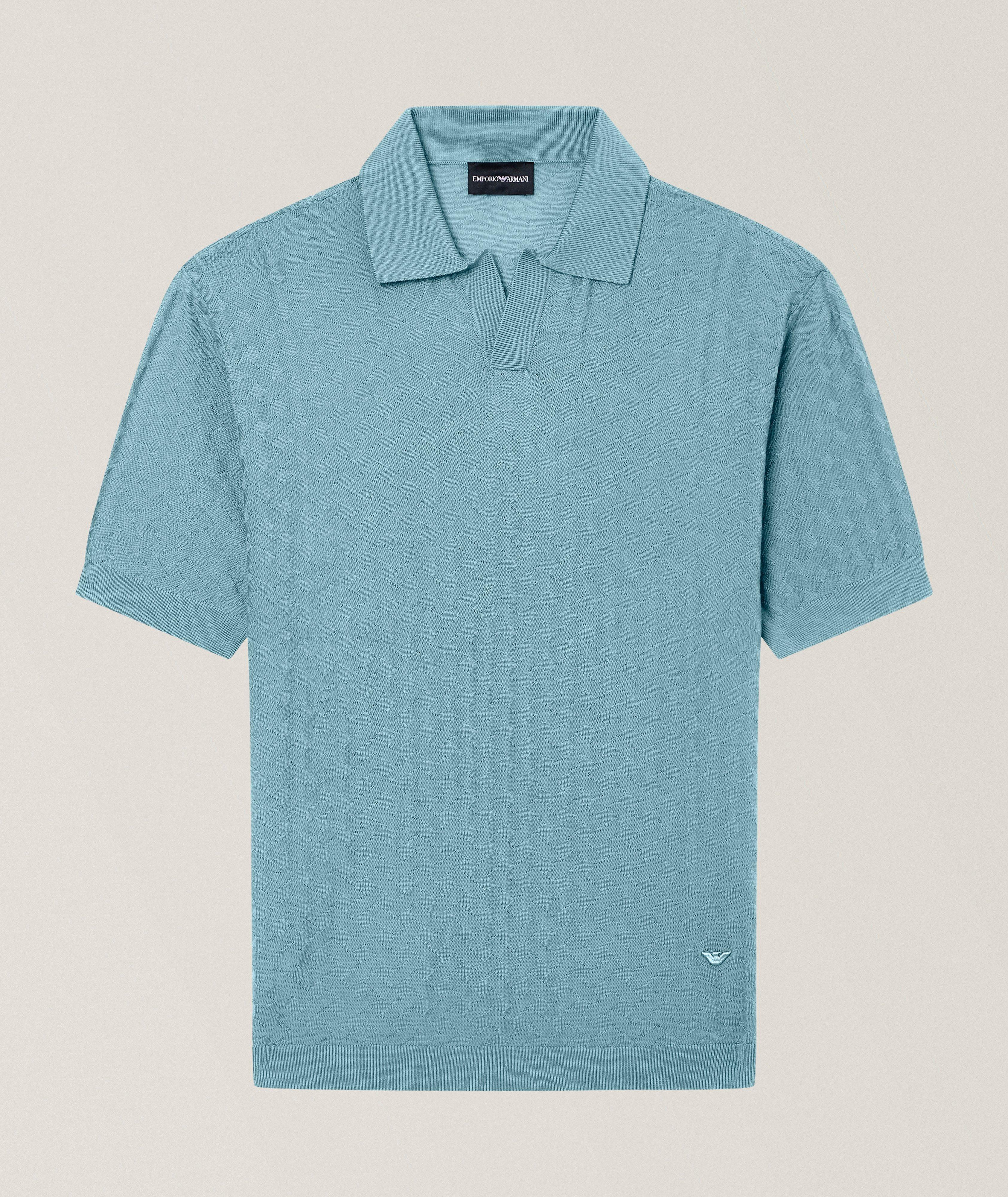 Emporio Armani ASV Basketweave Virgin Wool Knit Polo | Sweaters