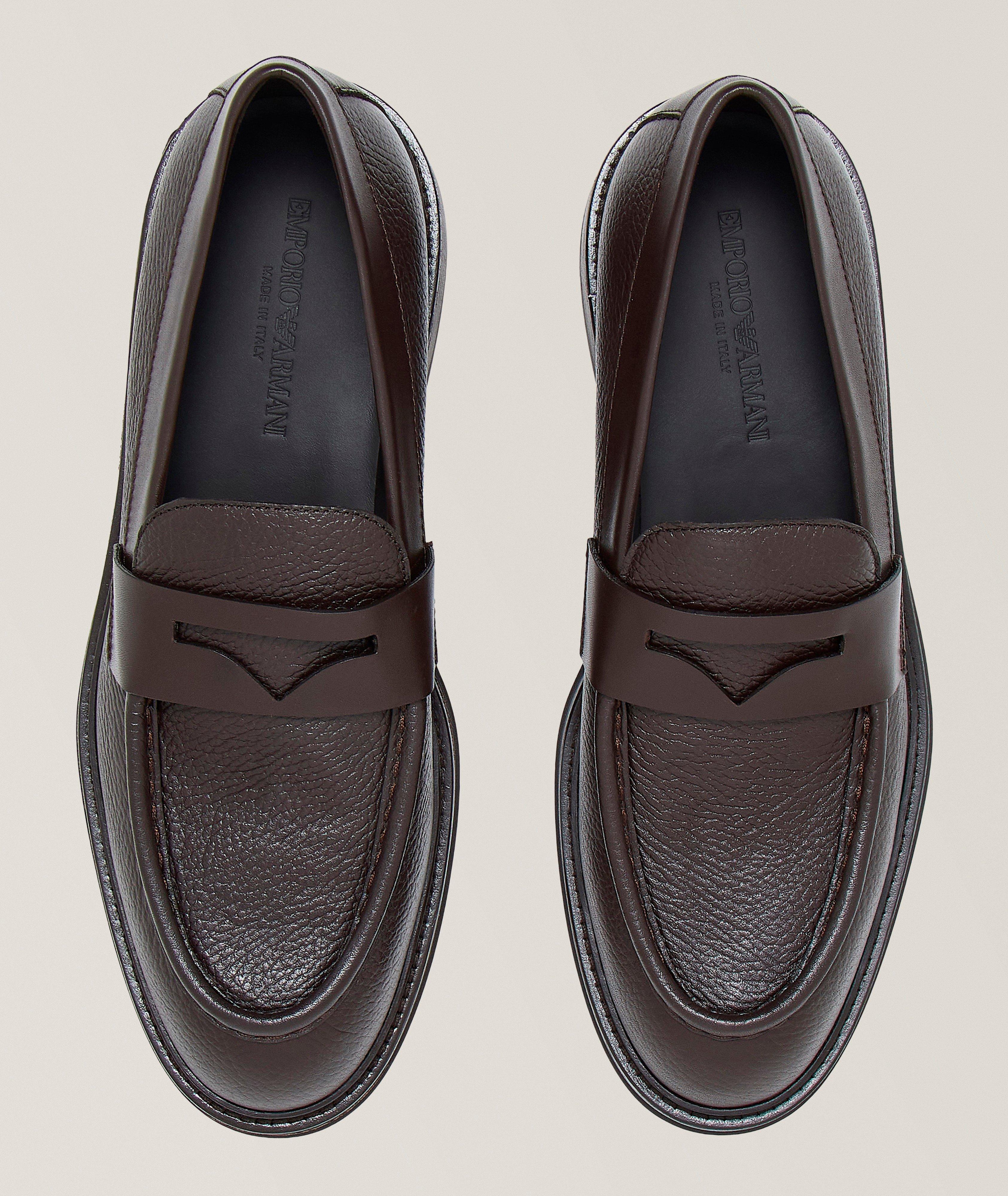 EMPORIO ARMANI ローファー スクエアトゥ ベルクロ Emporio Armani Pebbled Leather Loafers | Casual Shoes | Harry Rosen