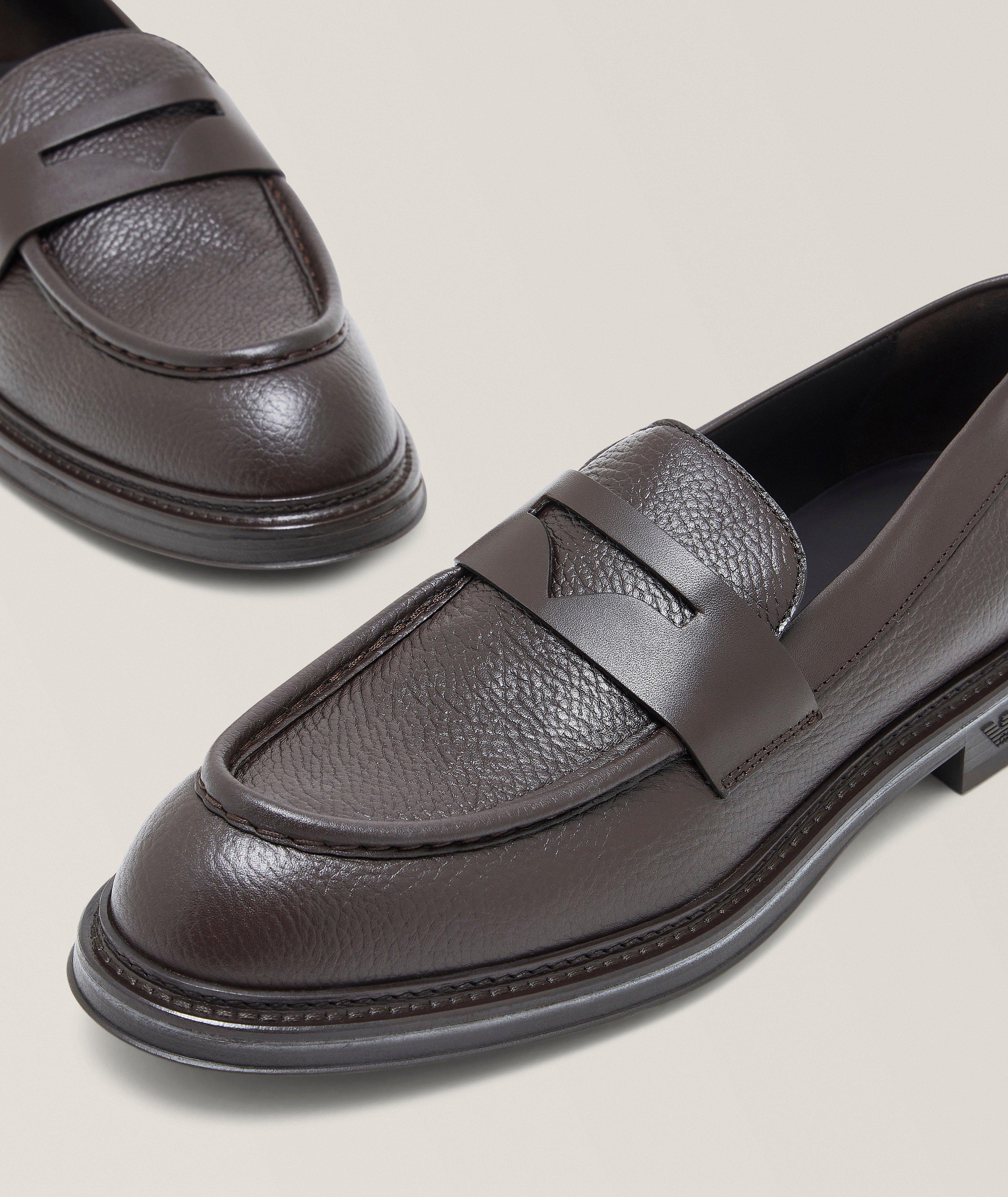 Emporio Armani Pebbled Leather Loafers | Casual Shoes | Harry Rosen