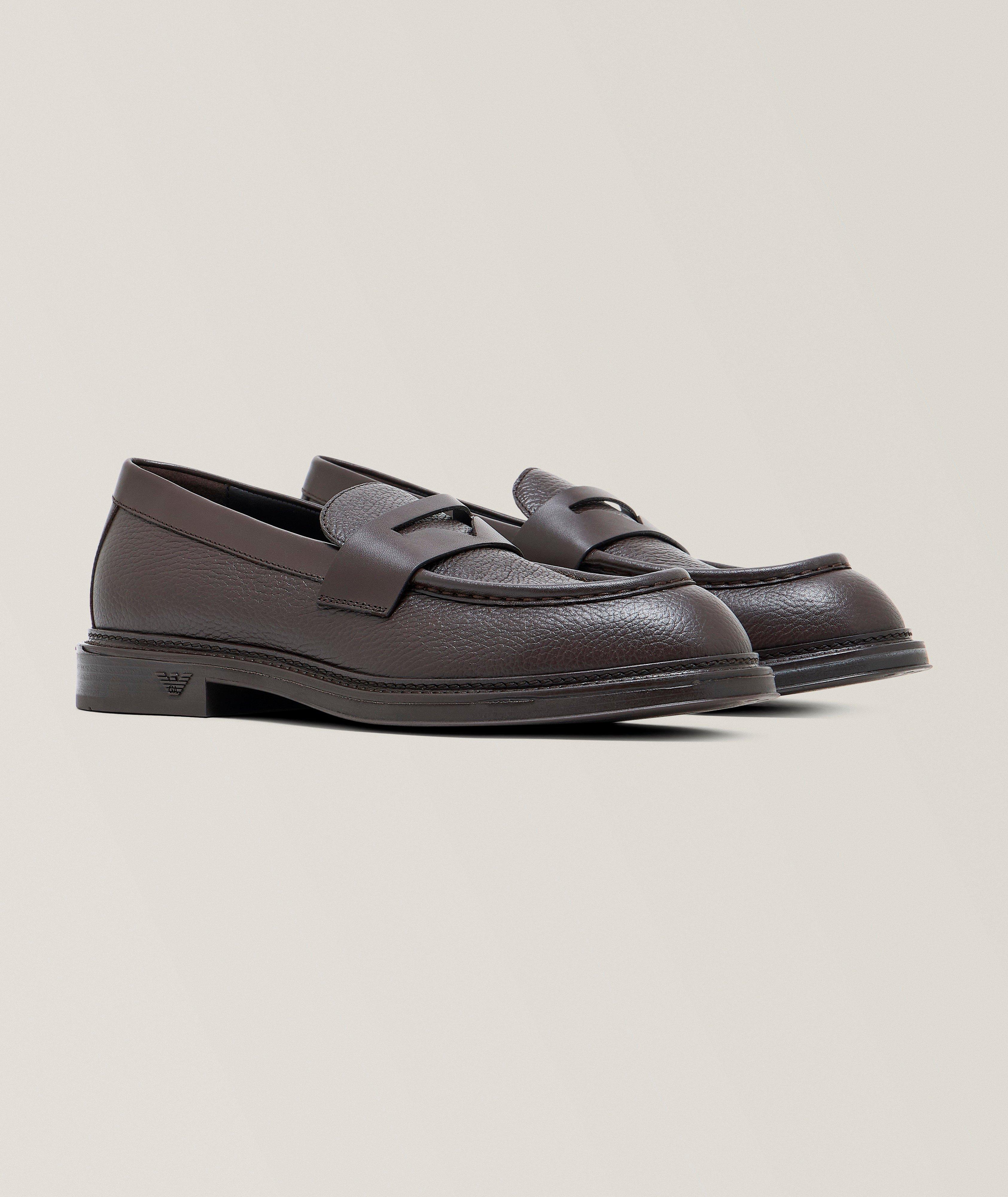 Emporio Armani Pebbled Leather Loafers | Casual Shoes | Harry Rosen