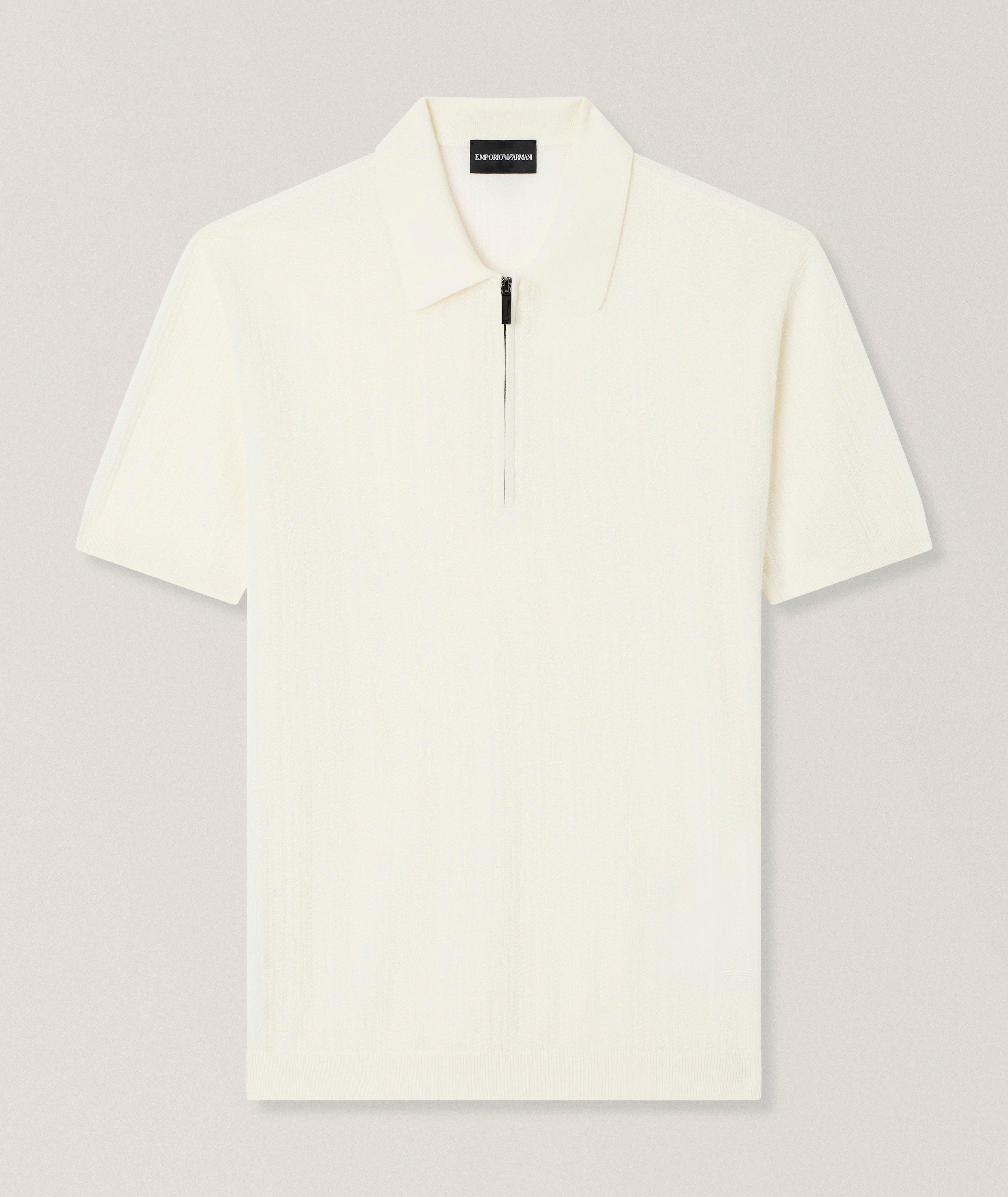 EMPORIO ARMANI リブニット ダブルジップ L Emporio Armani Ribbed Knit Quarter-Zip Polo | Sweaters & Knits