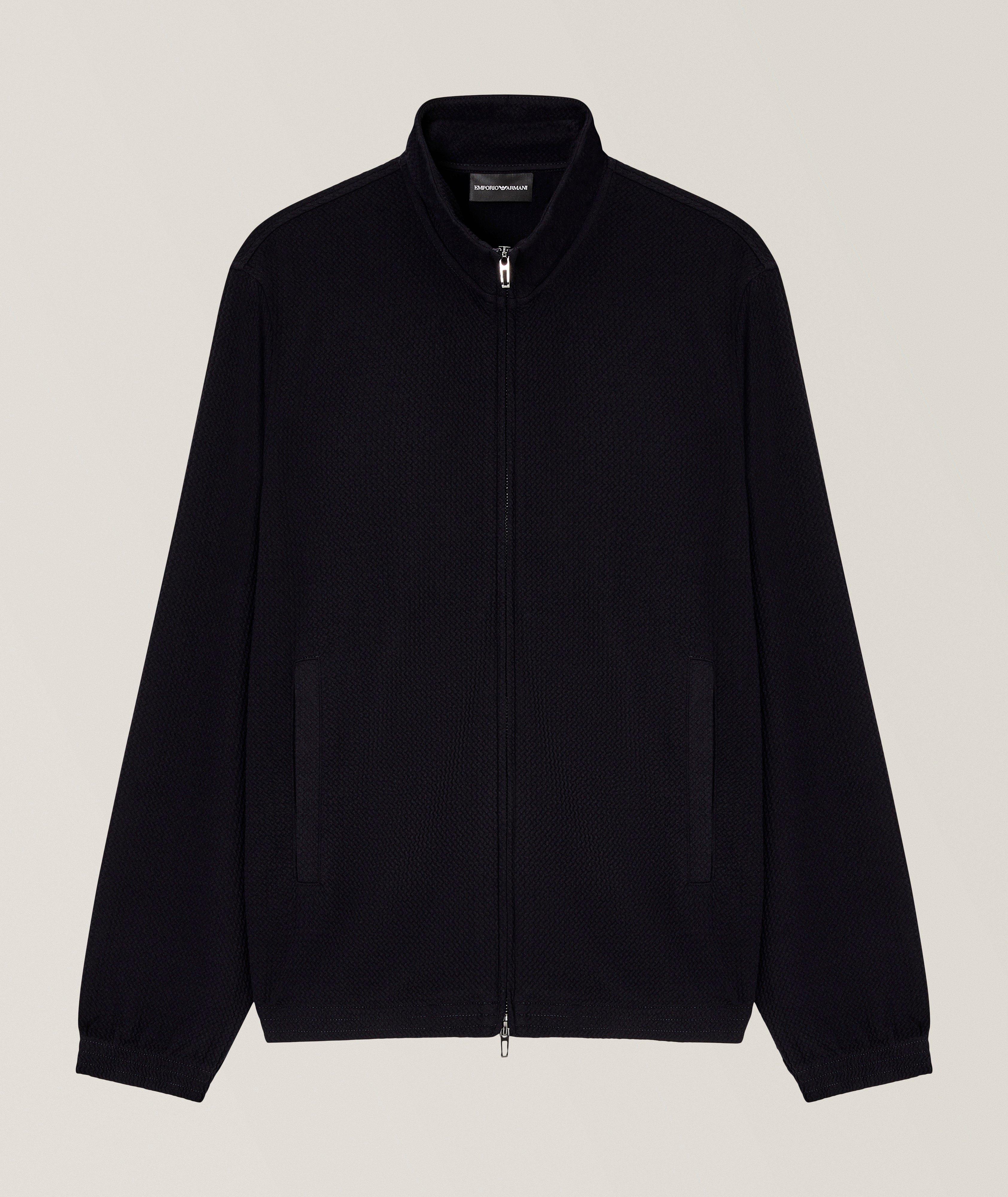 Emporio Armani Double Jersey Tape Full-Zip Sweatshirt | Sweaters