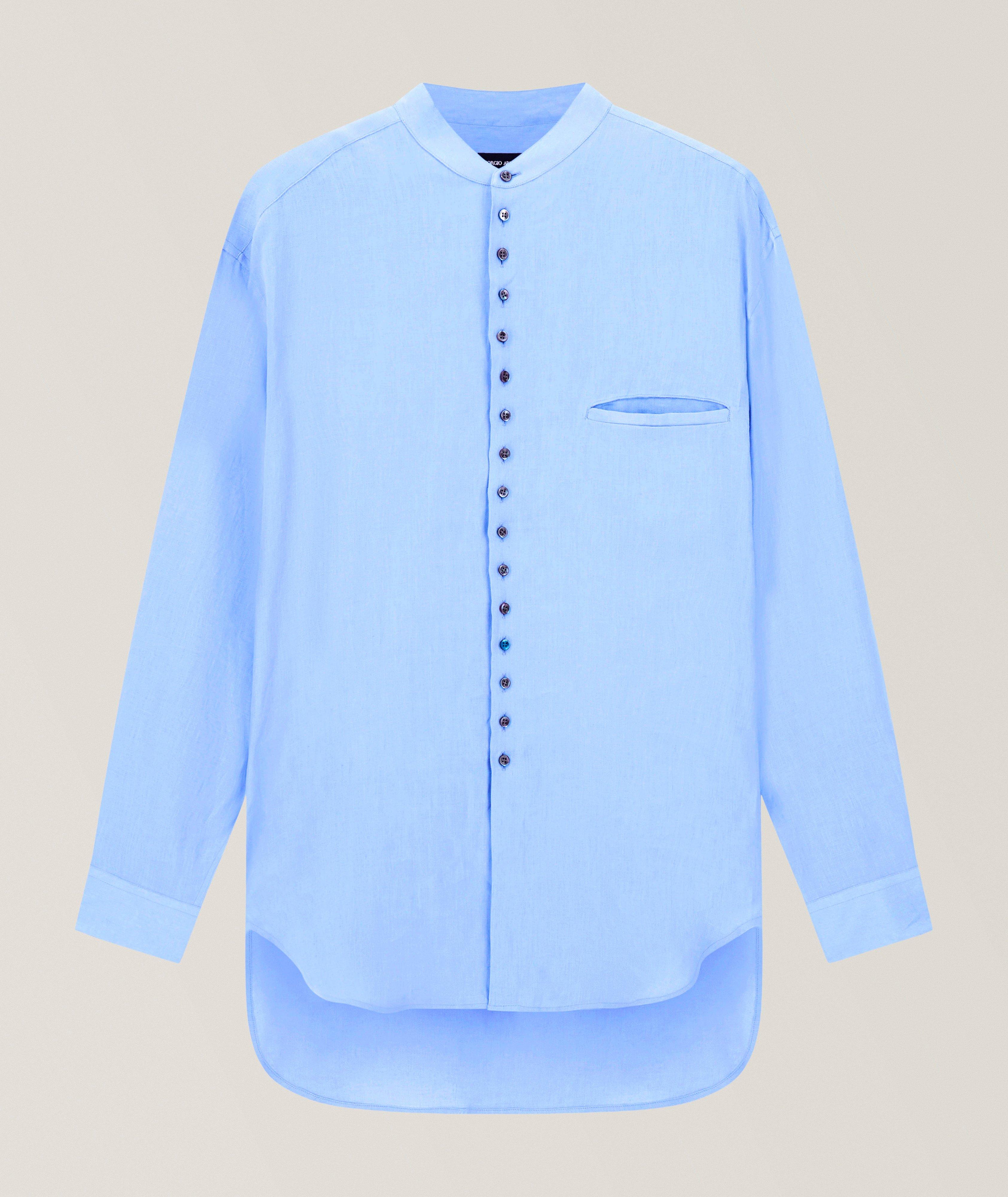 Mandarin Collar Linen Shirt image 0
