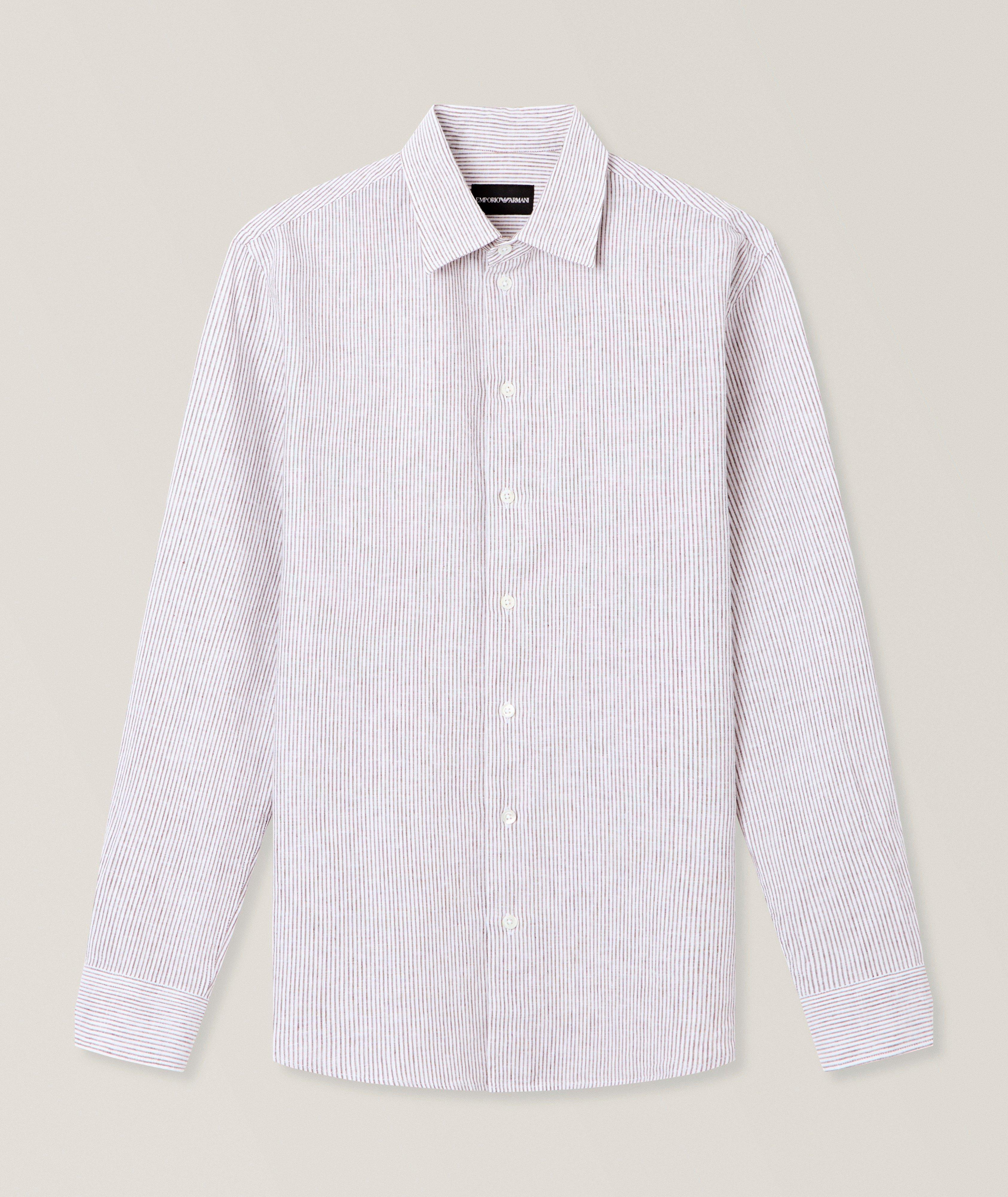 Emporio Armani ASV Textured Cotton-Linen Shirt | Casual Shirts