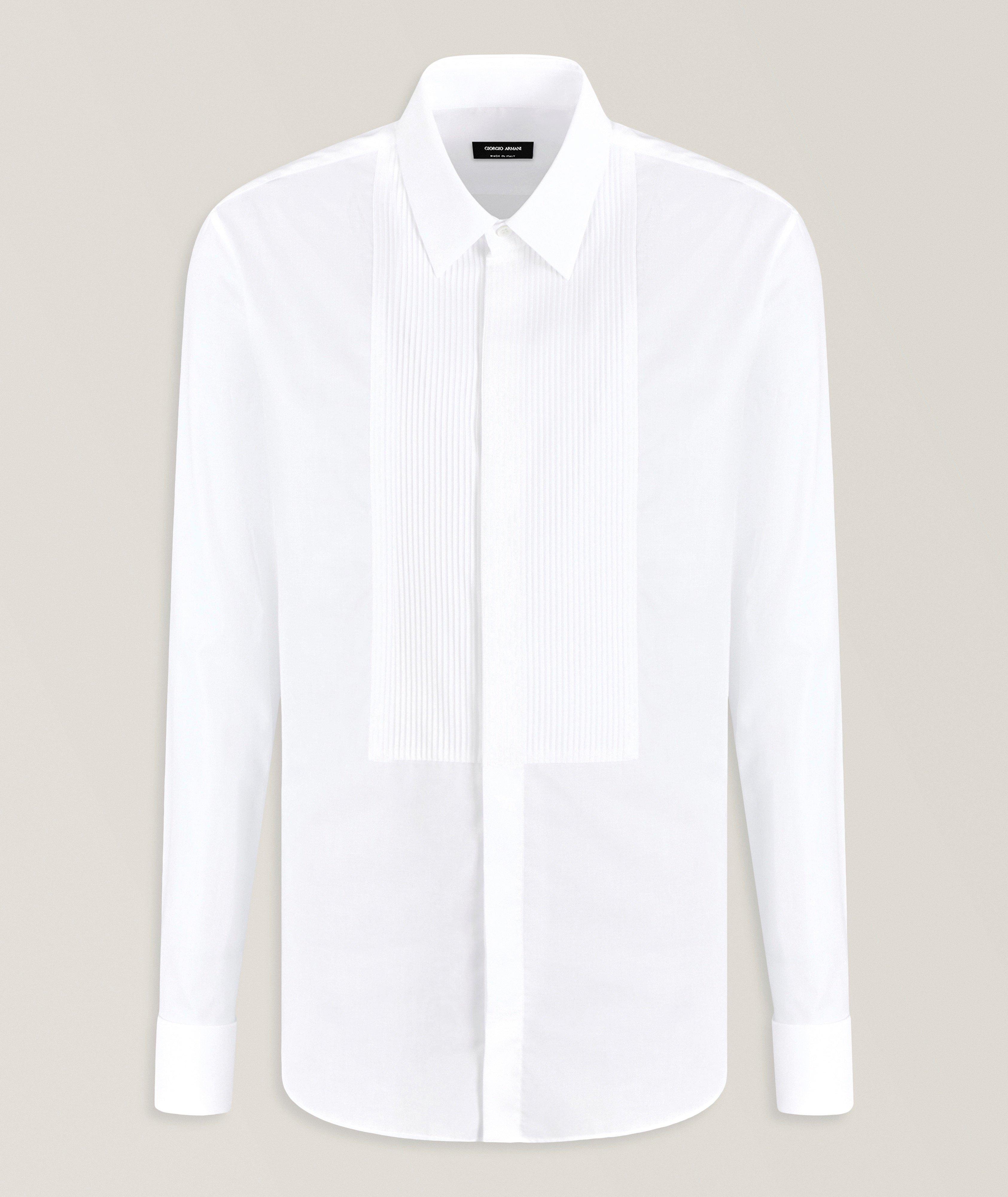 Slim-Fit Pleated Cotton Tuxedo Shirt image 0
