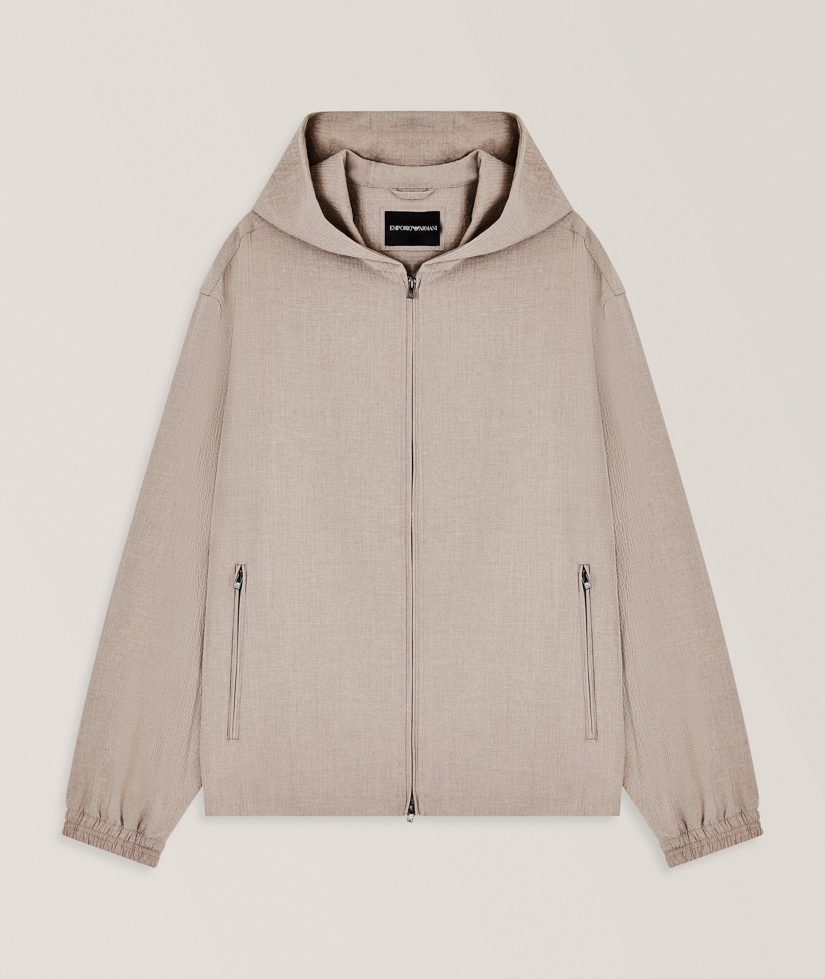 ARMANI Collezioni スウェードブルゾン Emporio Armani Technical Seersucker Hooded Blouson | Coats | Harry