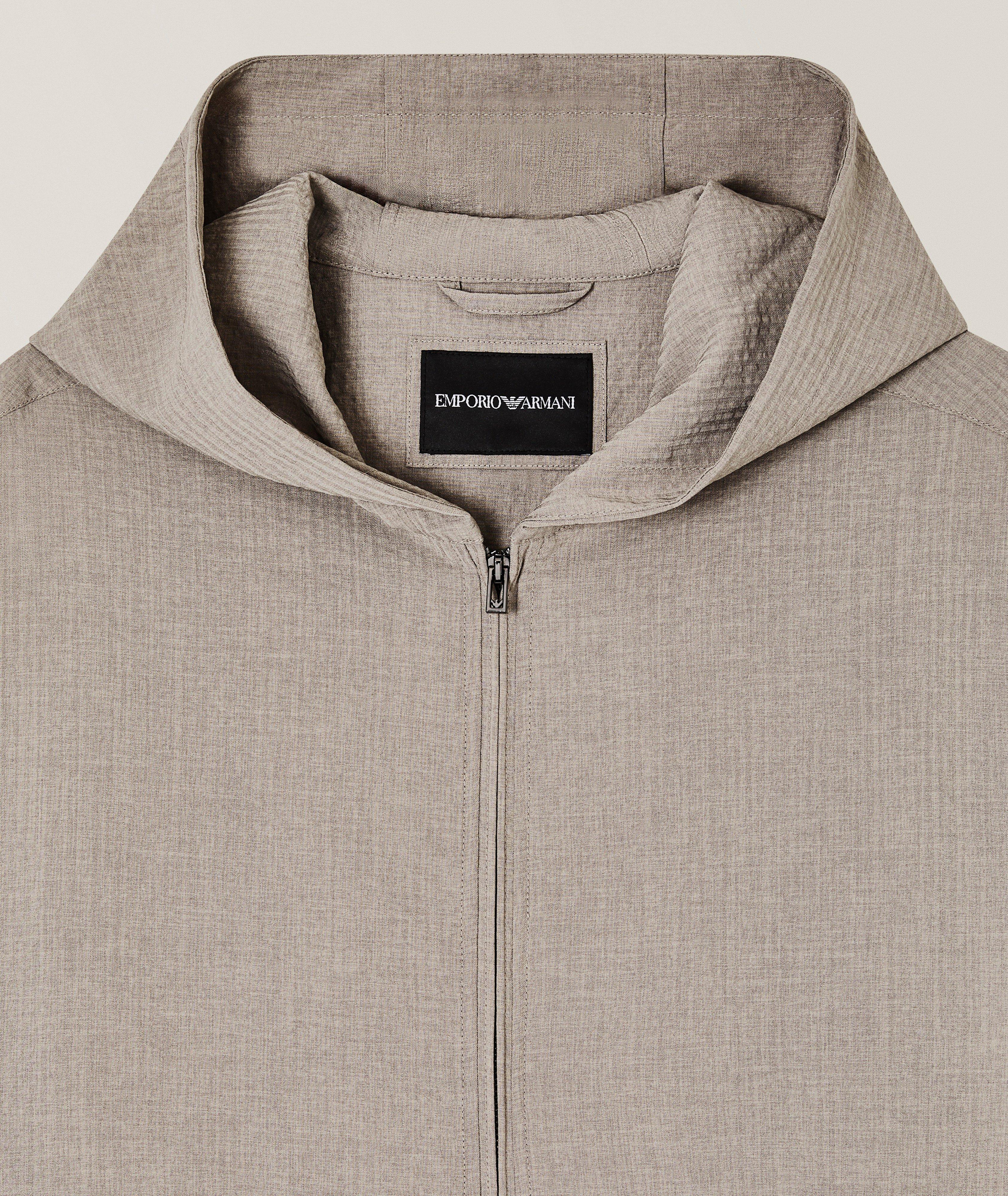 Emporio Armani Technical Seersucker Hooded Blouson | Coats | Harry
