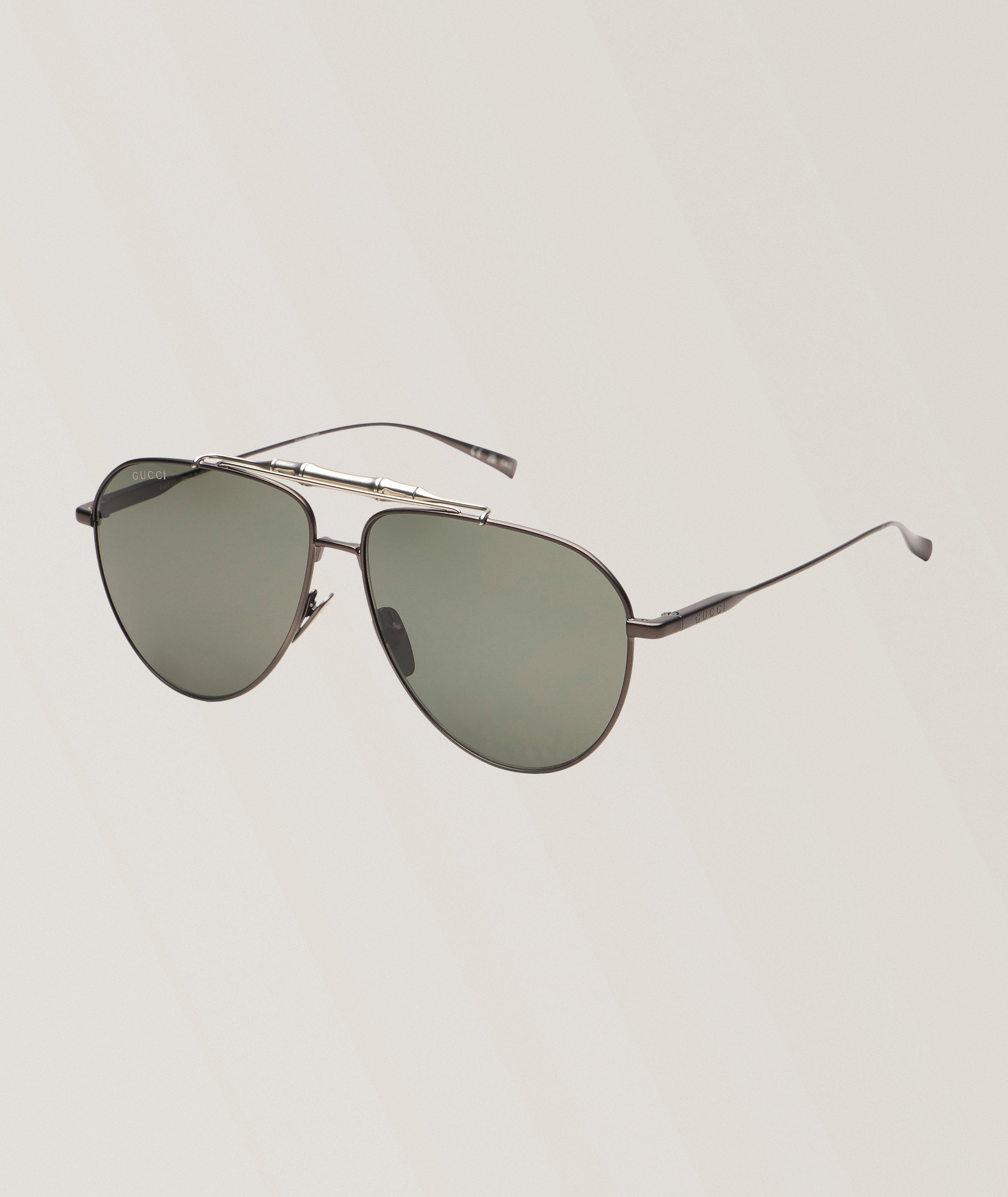 Gucci Lunettes de soleil pilote métal double-pont