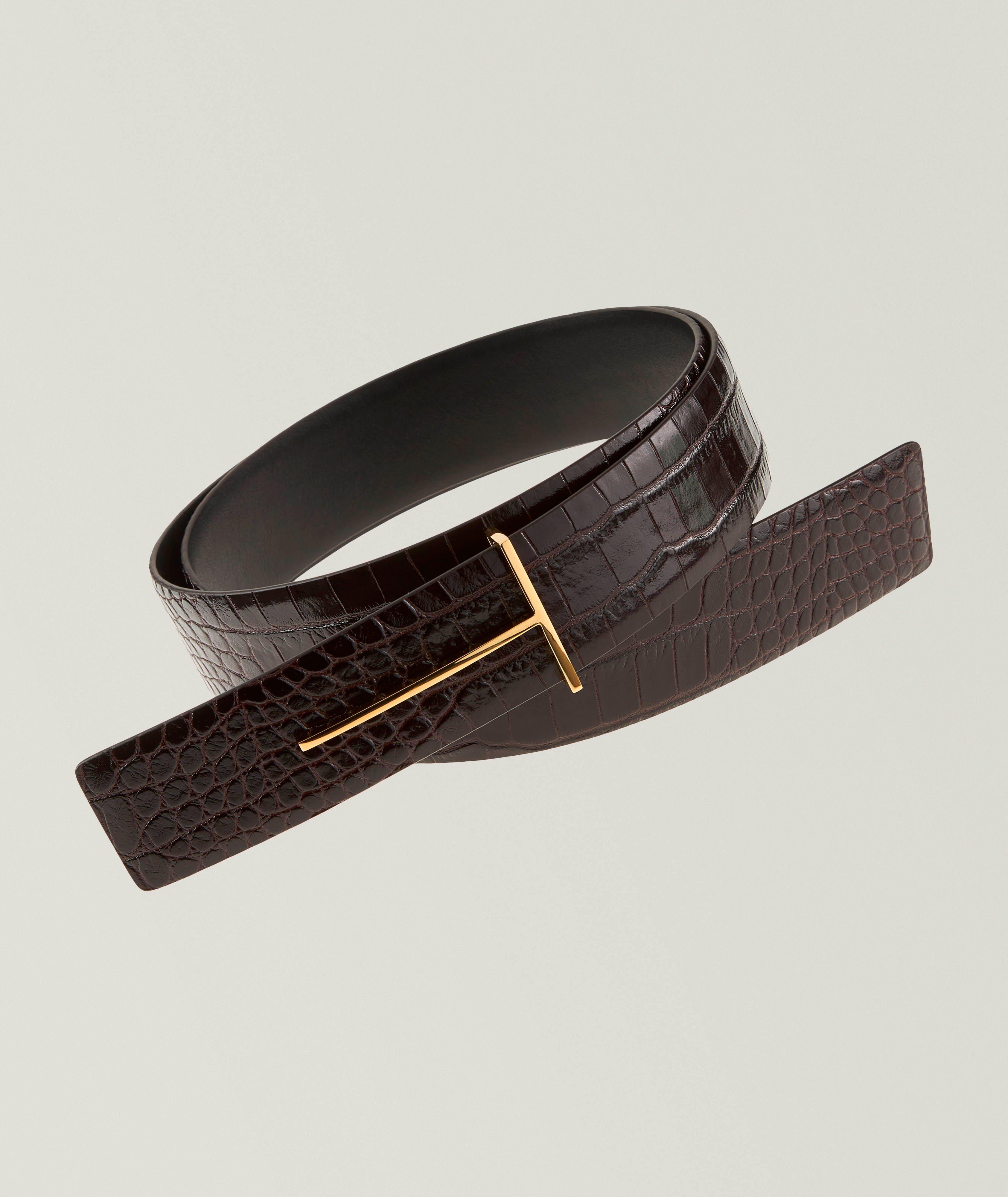 TOM FORD Croc-Printed Leather Belt