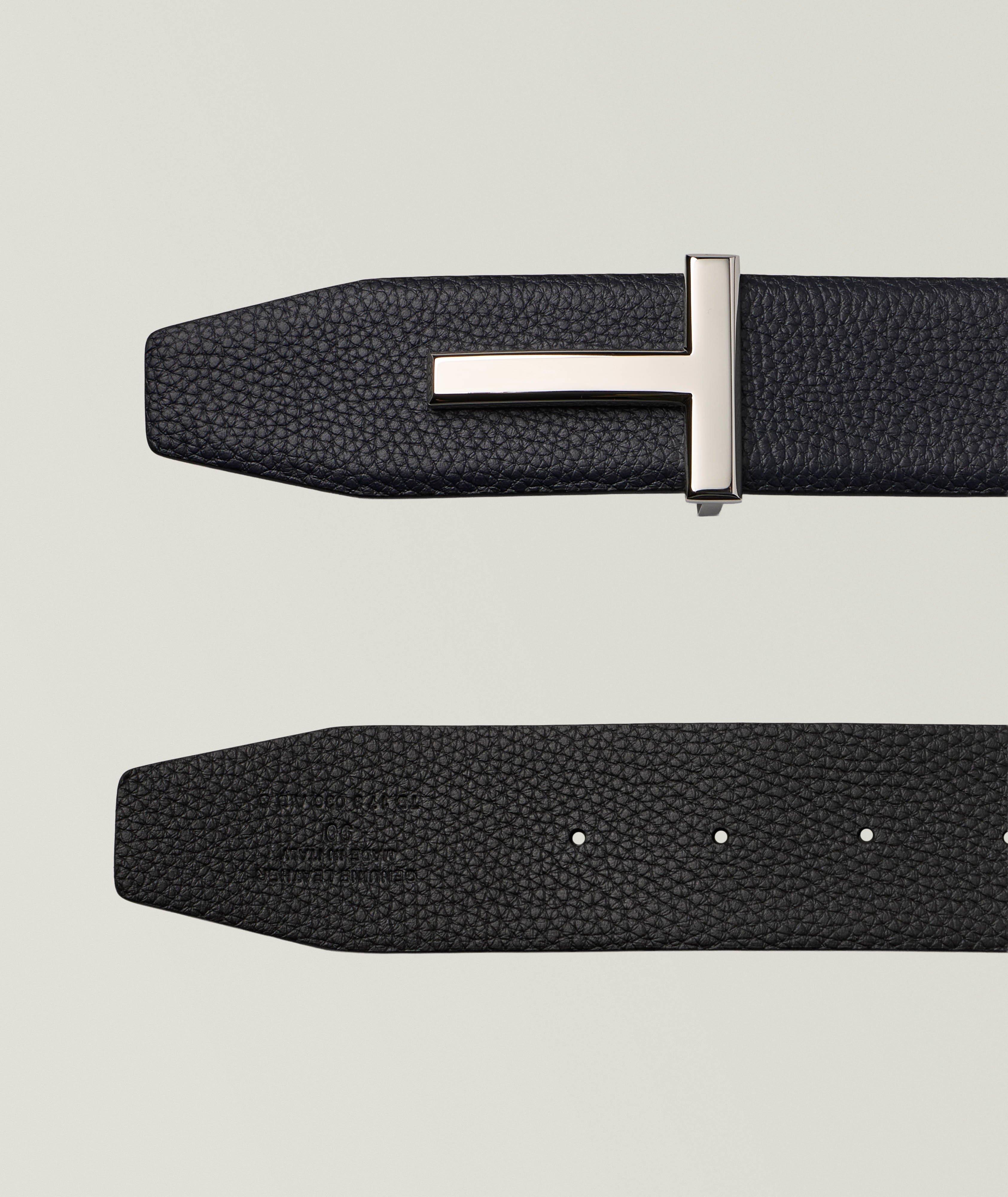 Ceinture en cuir réversible grainé boucle T image 1